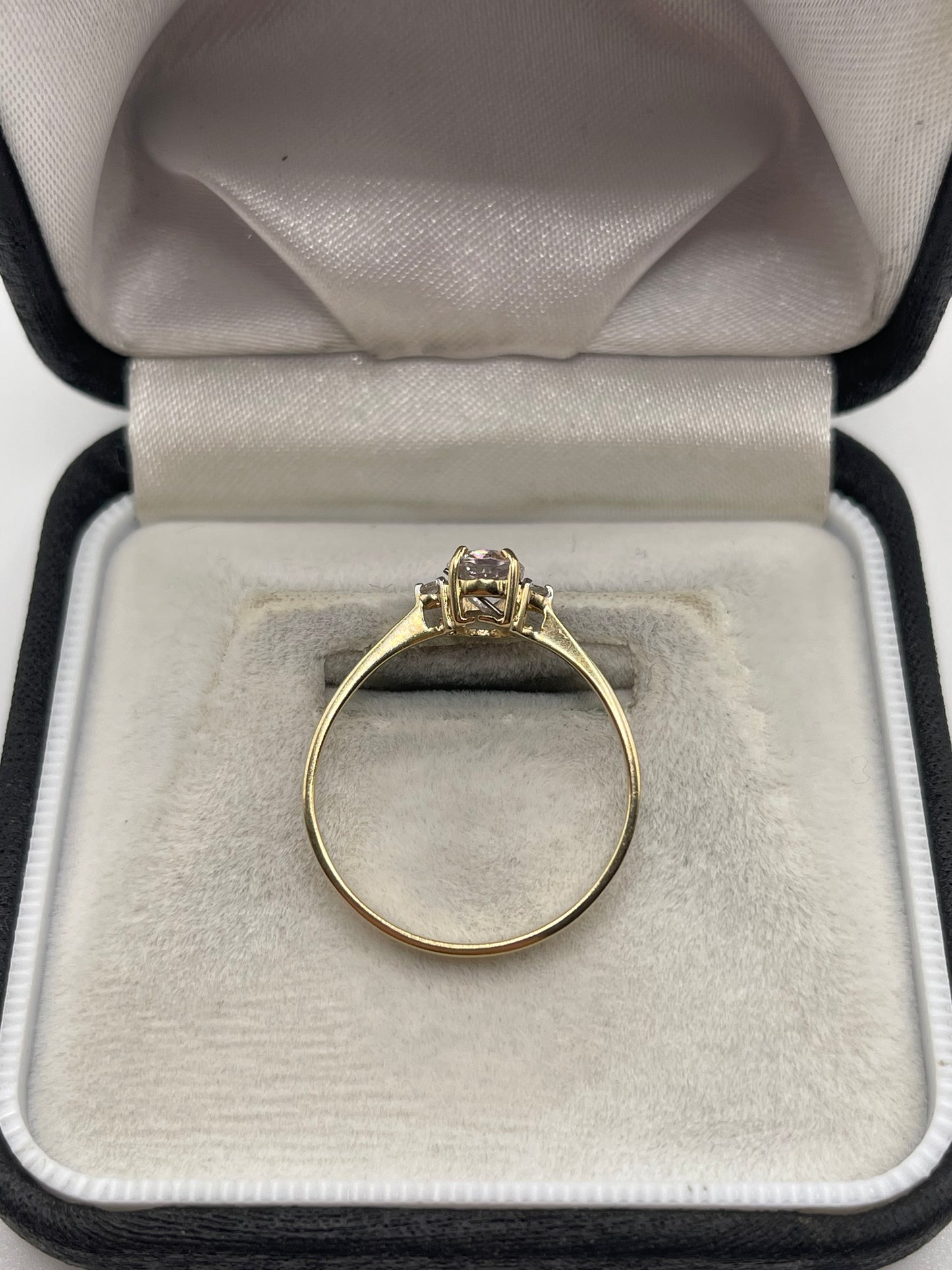 9ct gold kunzite and zircon ring