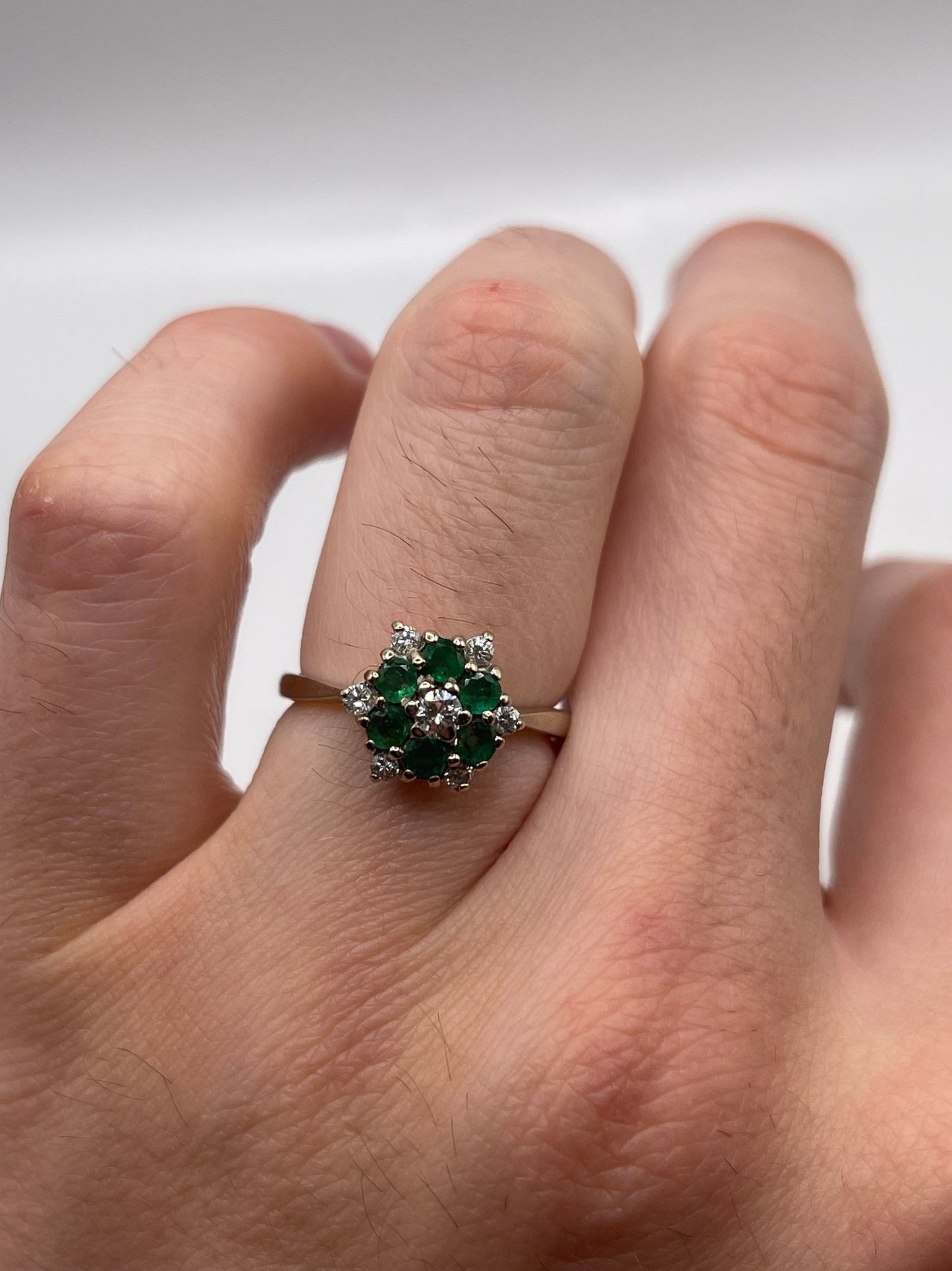 18ct white gold emerald and diamond ring