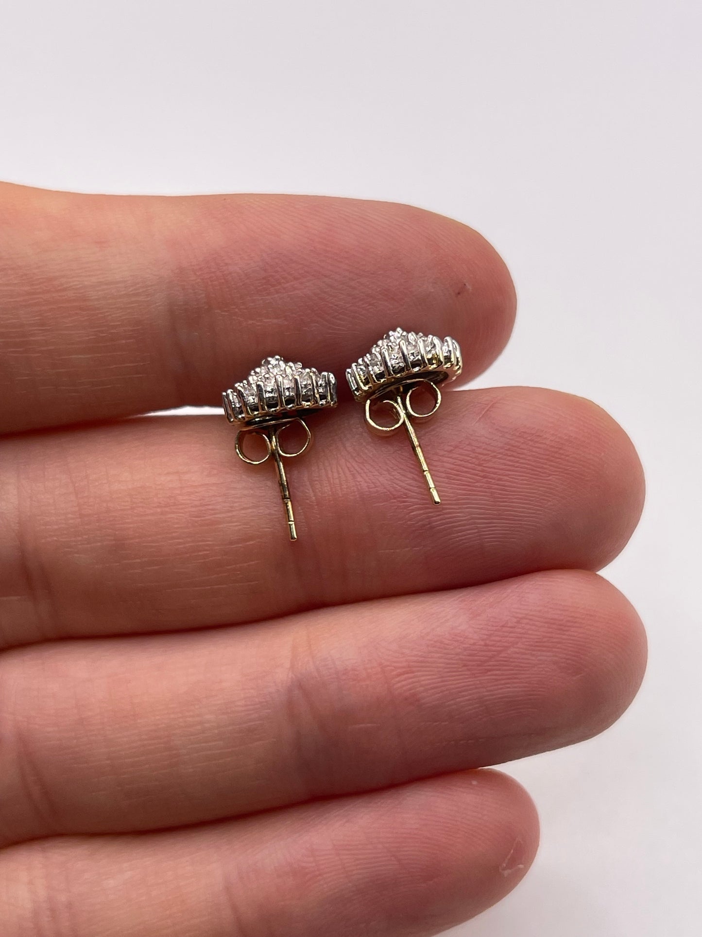 9ct gold diamond cluster earrings
