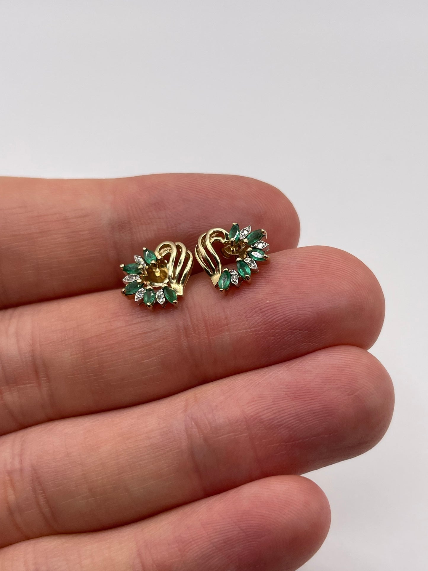 9ct gold emerald and diamond earrings