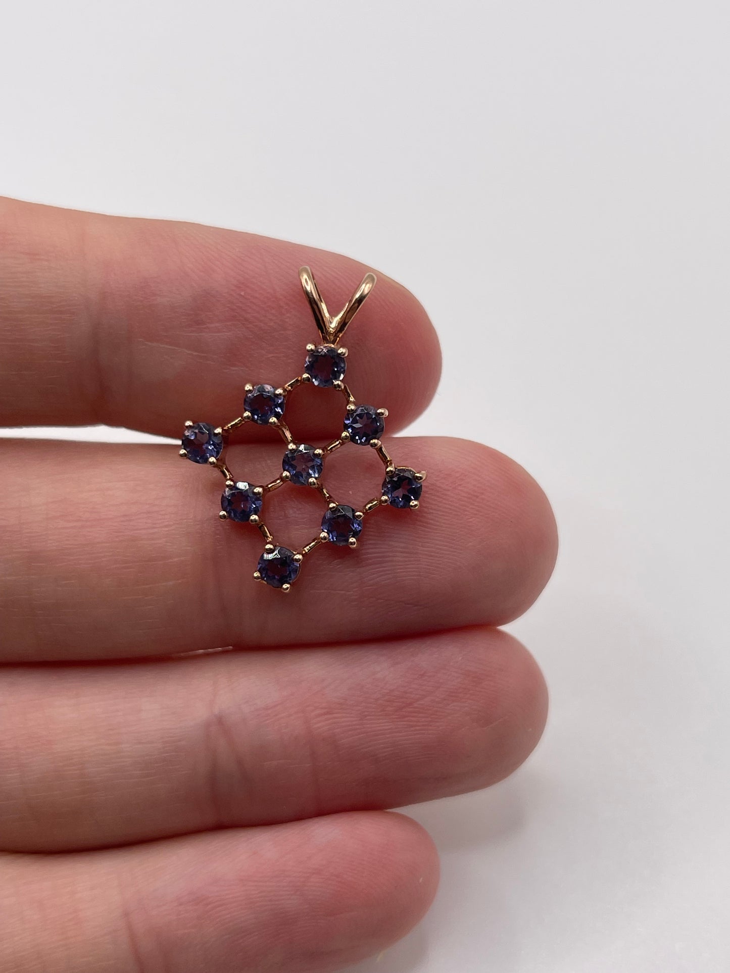 9ct rose gold iolite pendant