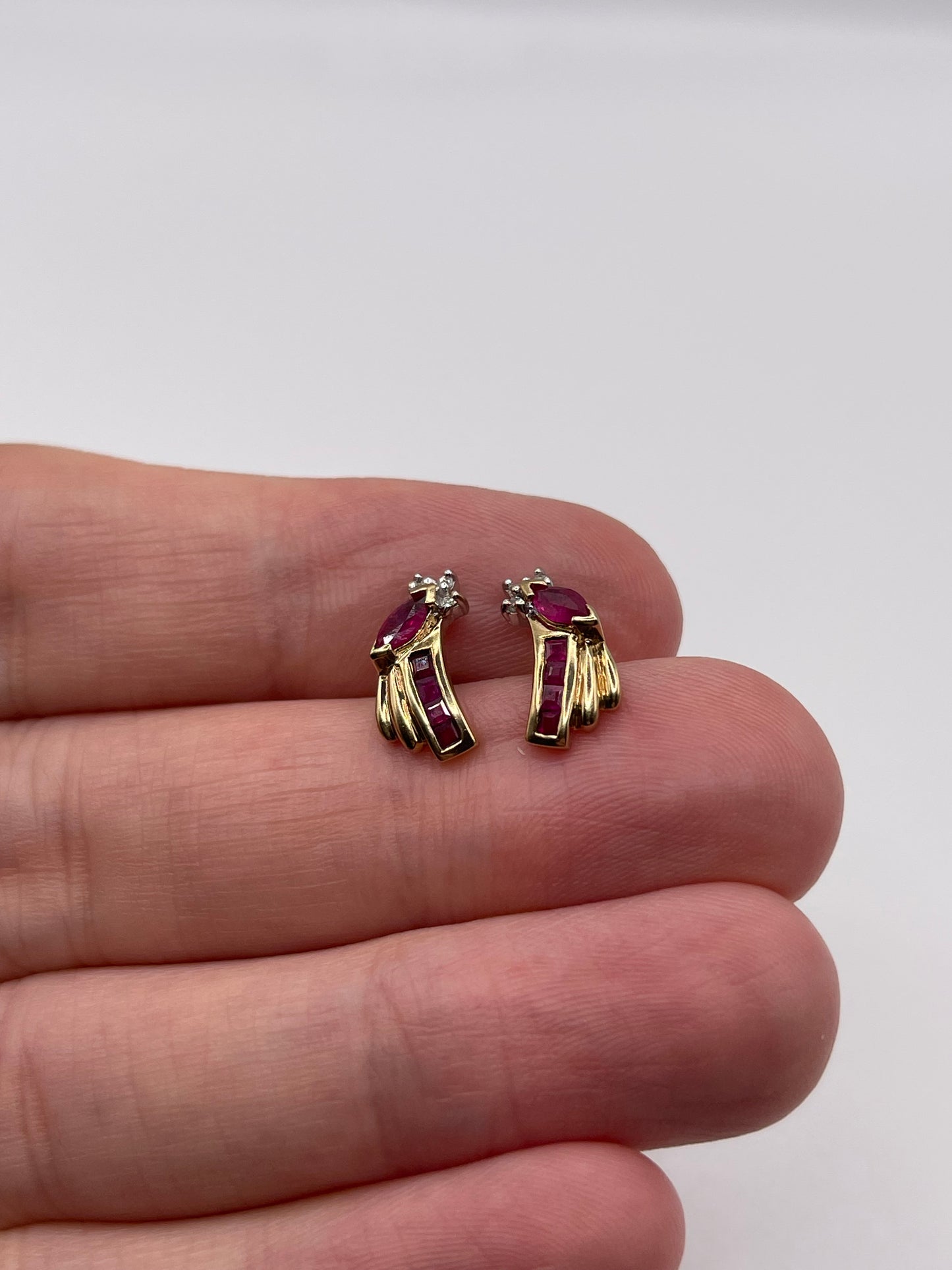 9ct gold ruby and diamond earrings