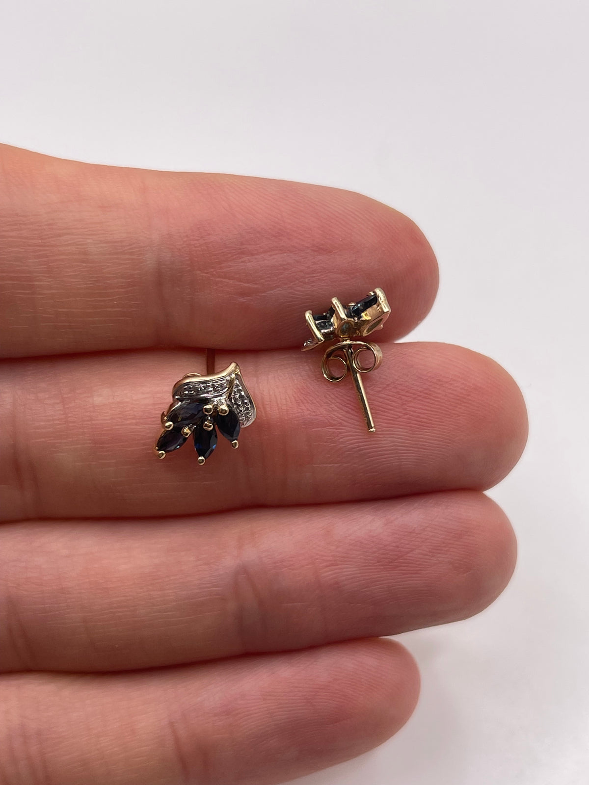 9ct gold sapphire and diamond earrings