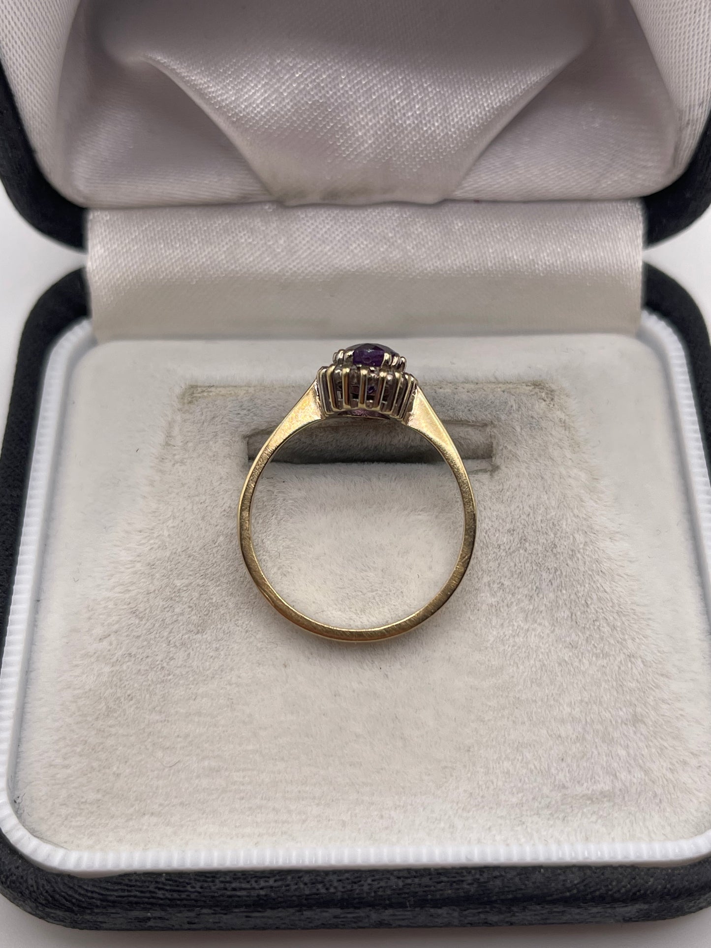 9ct gold amethyst and diamond ring