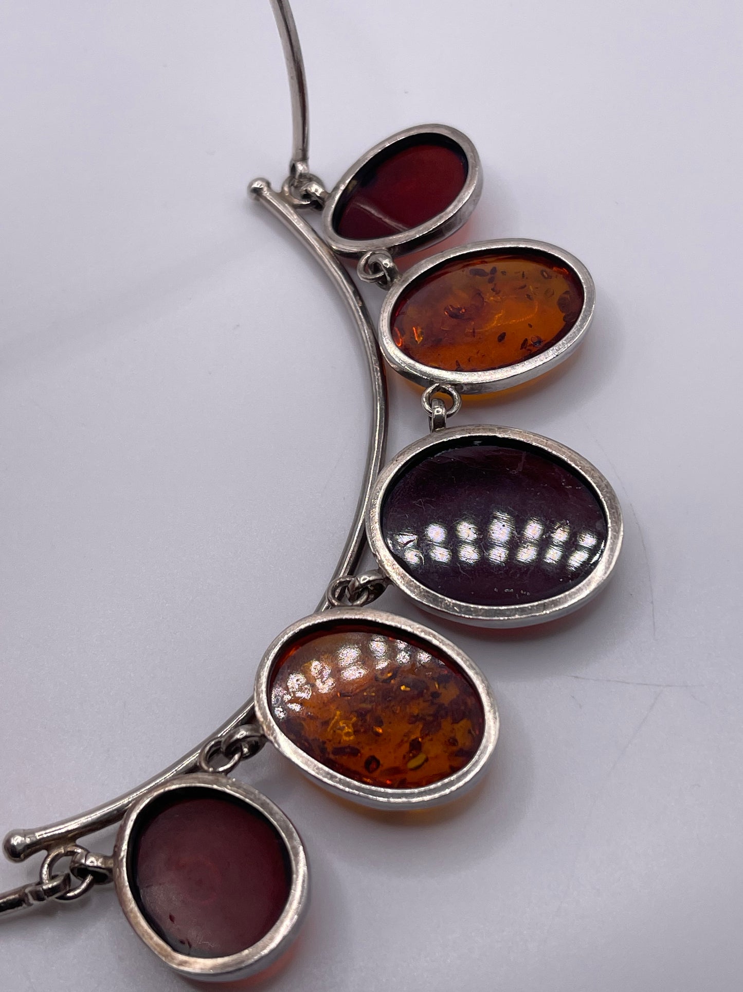 Silver amber necklace