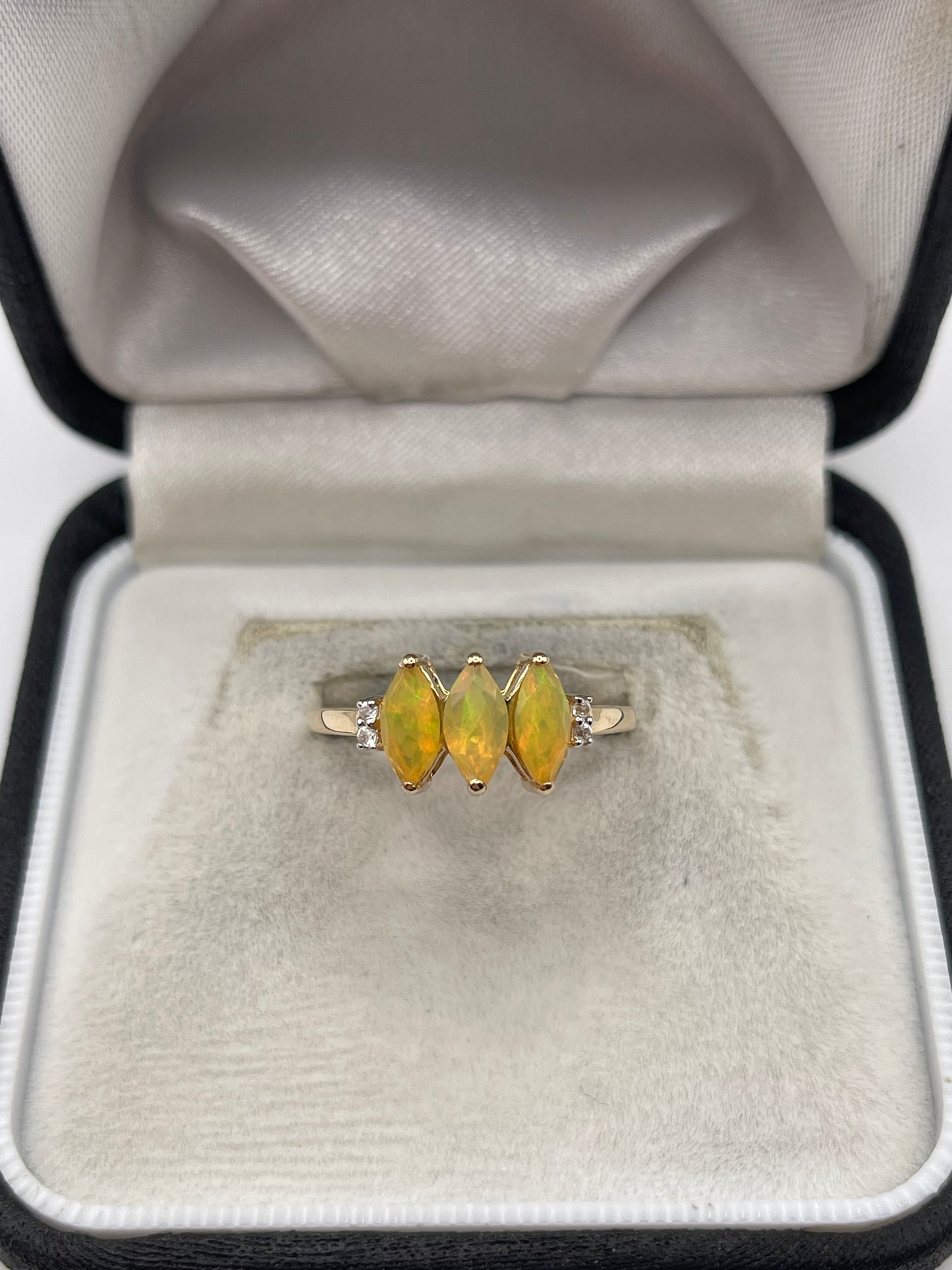9ct gold opal and zircon ring