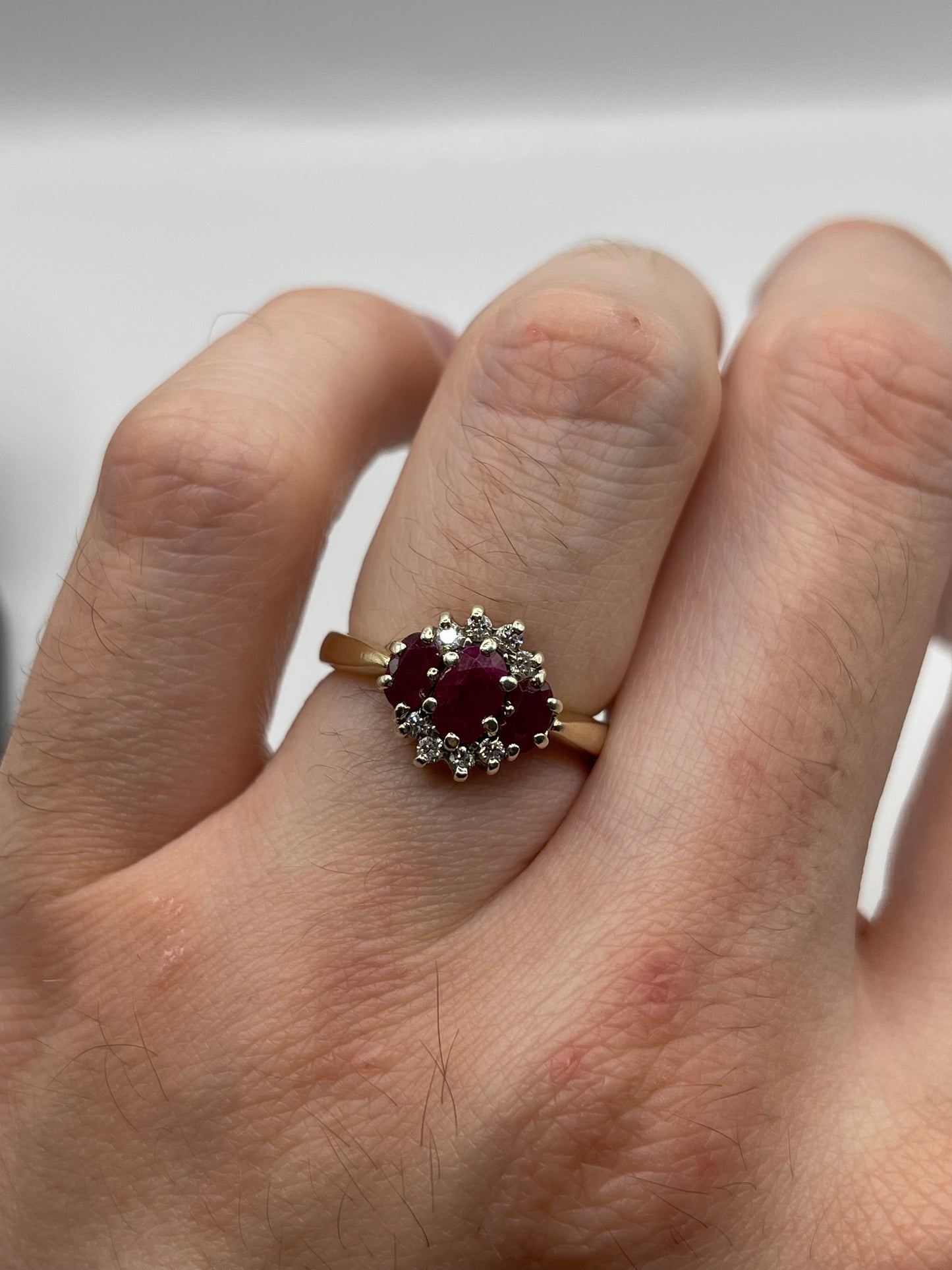 9ct gold ruby and diamond ring