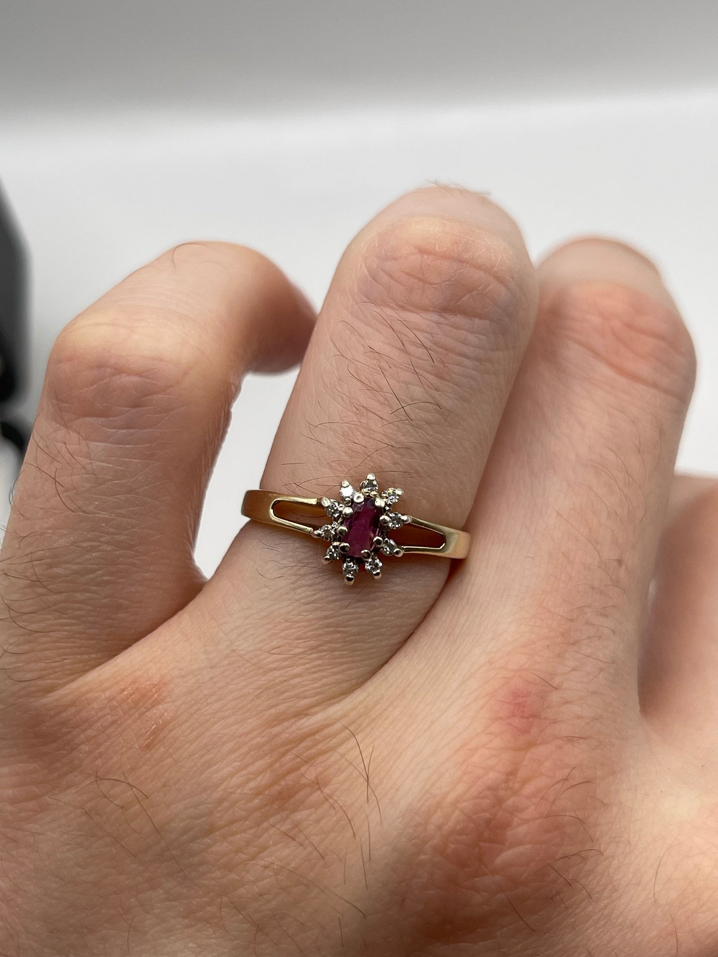 9ct gold ruby and diamond ring