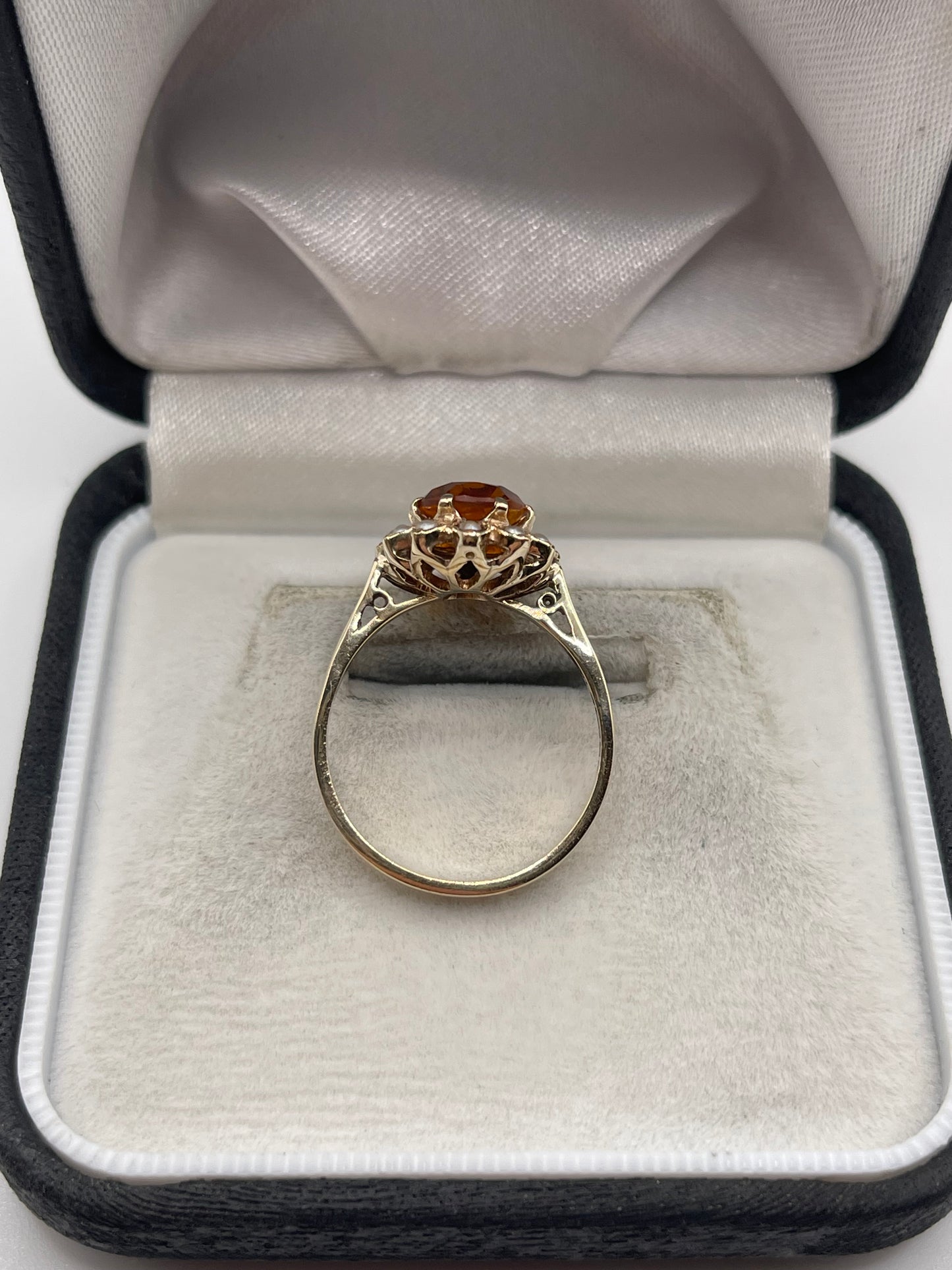 9ct gold citrine and pearl ring