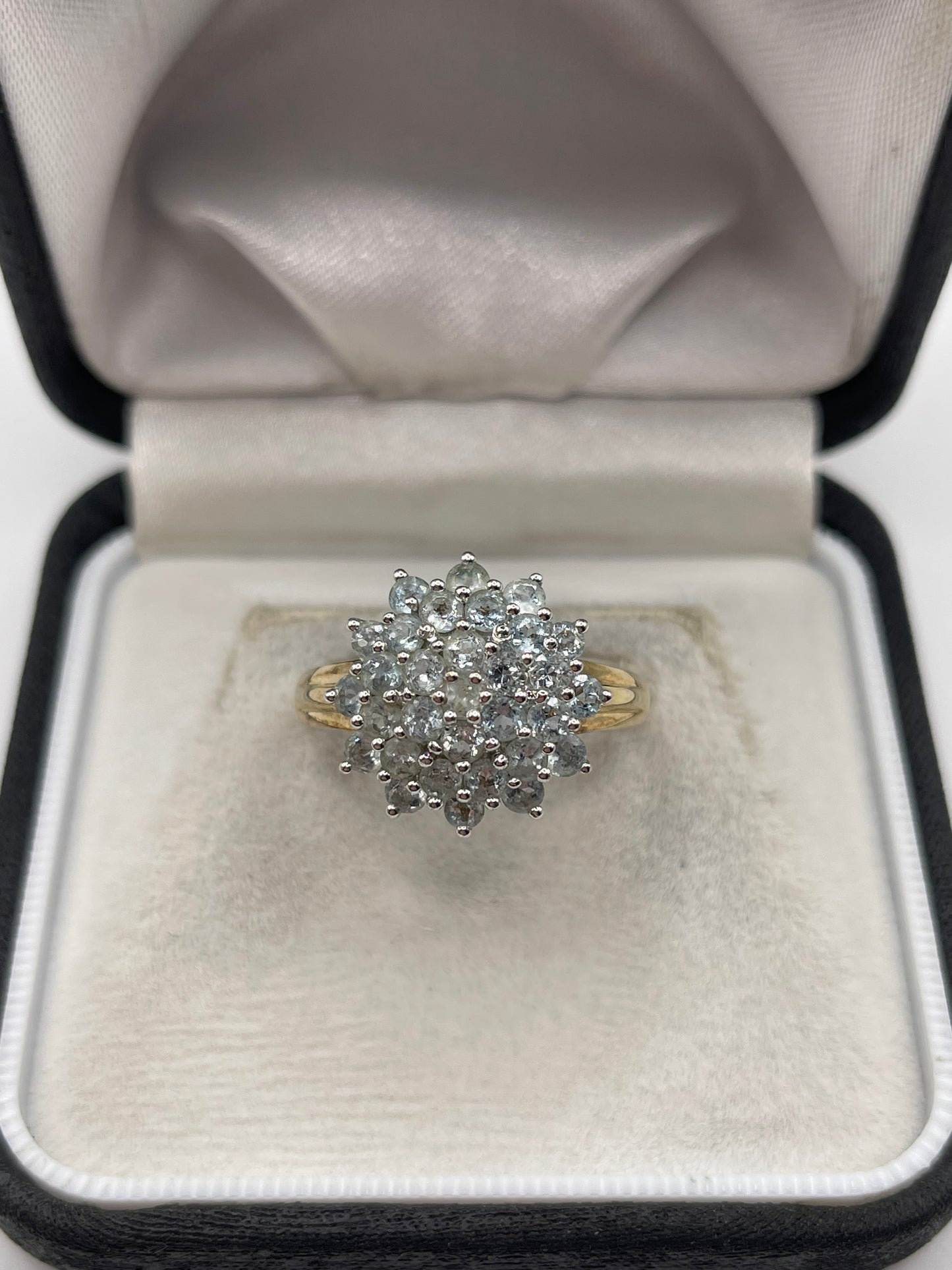 9ct gold aquamarine cluster ring