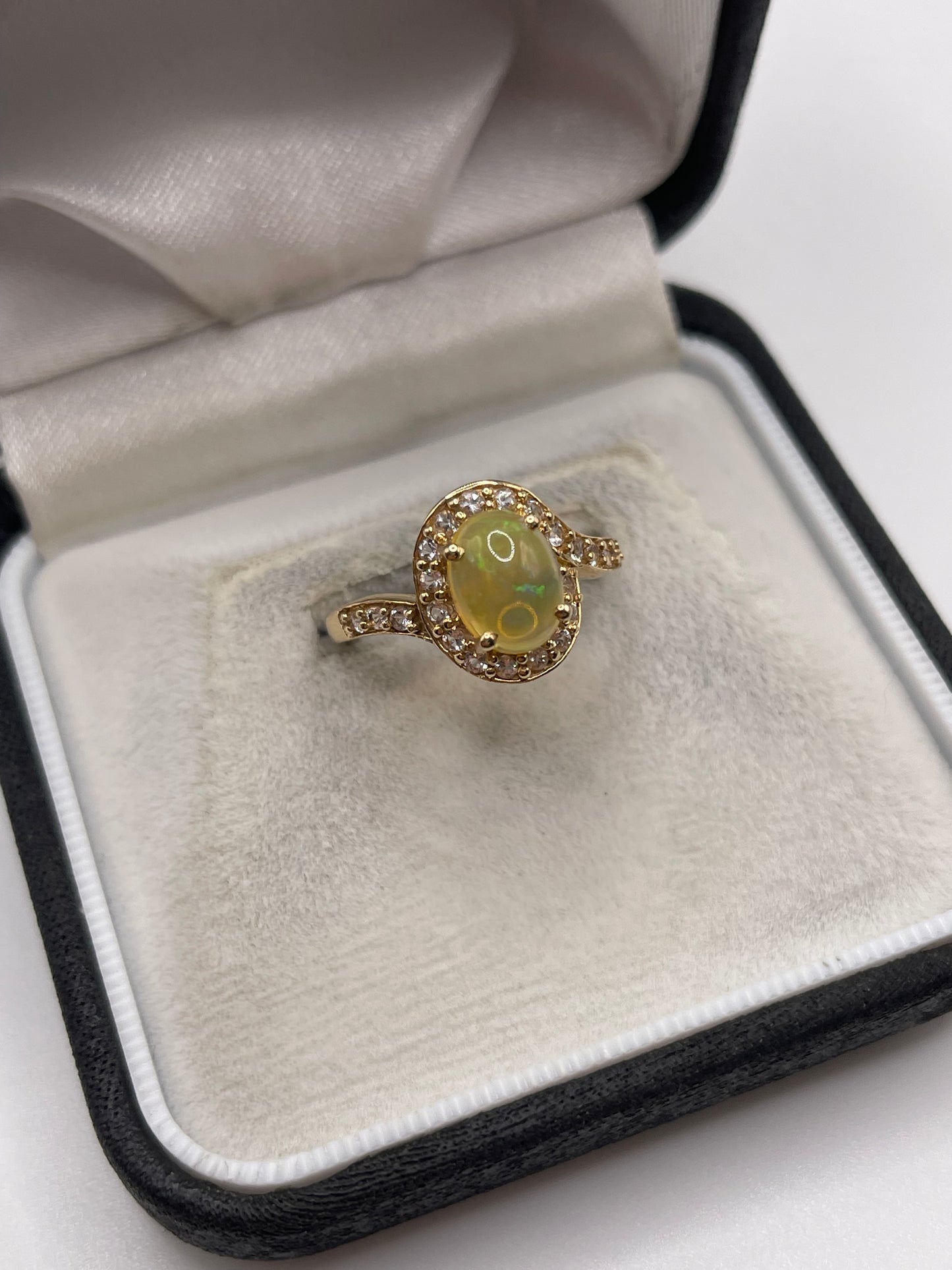 9ct gold opal and zircon ring