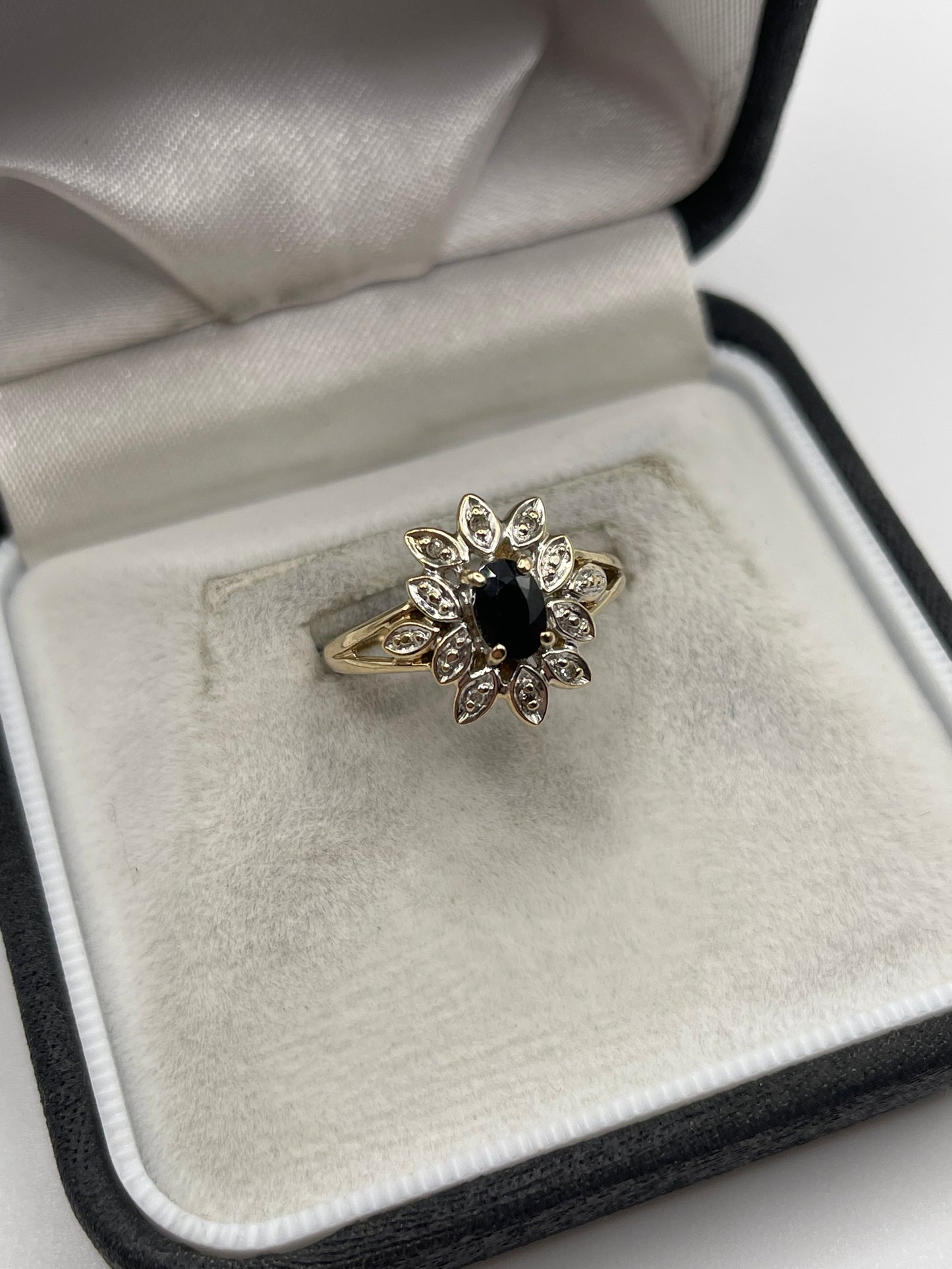 9ct gold sapphire and diamond ring