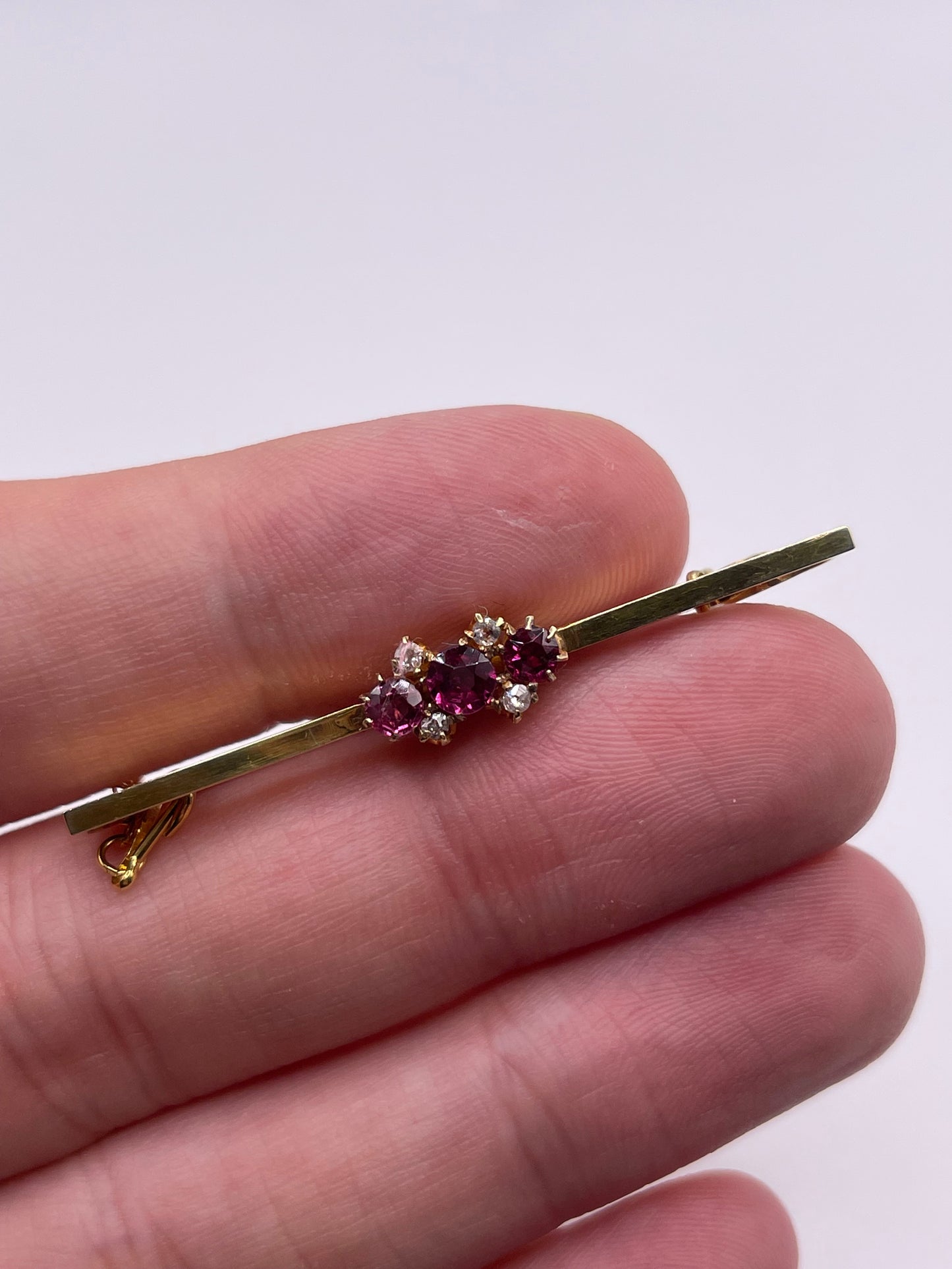 Antique 15ct gold ruby and diamond brooch