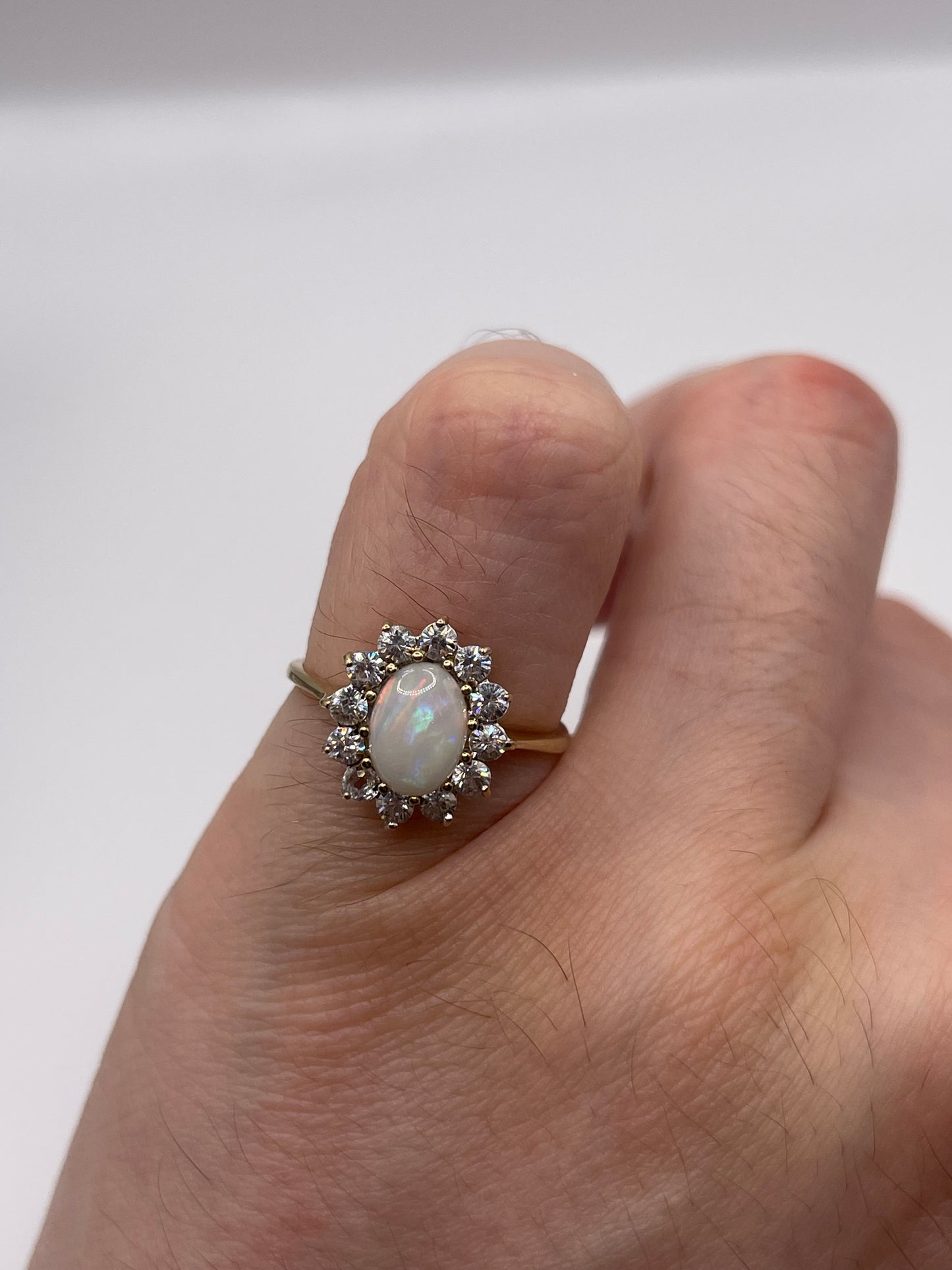 9ct gold opal and cz ring