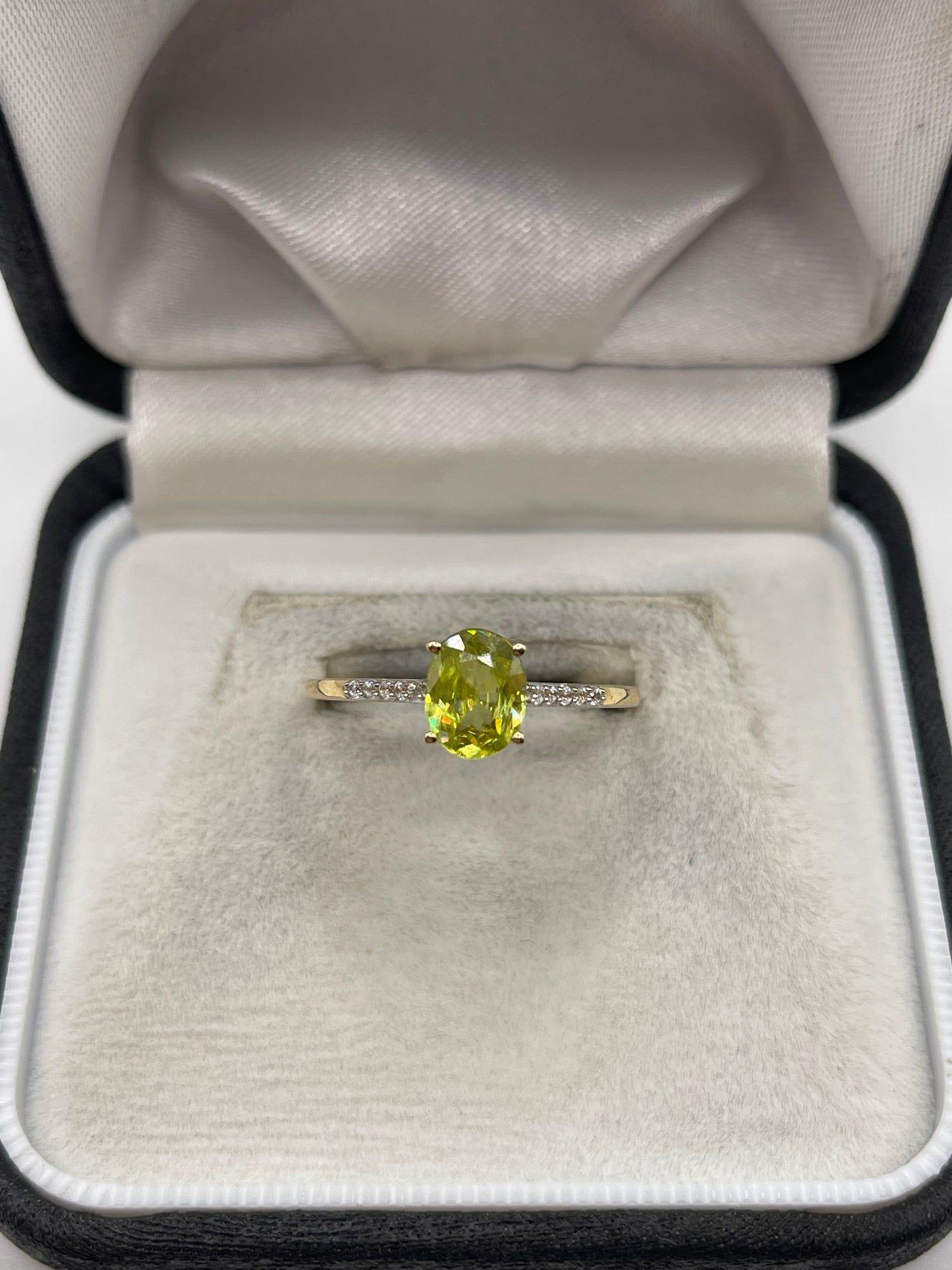 9ct gold sphene and zircon ring