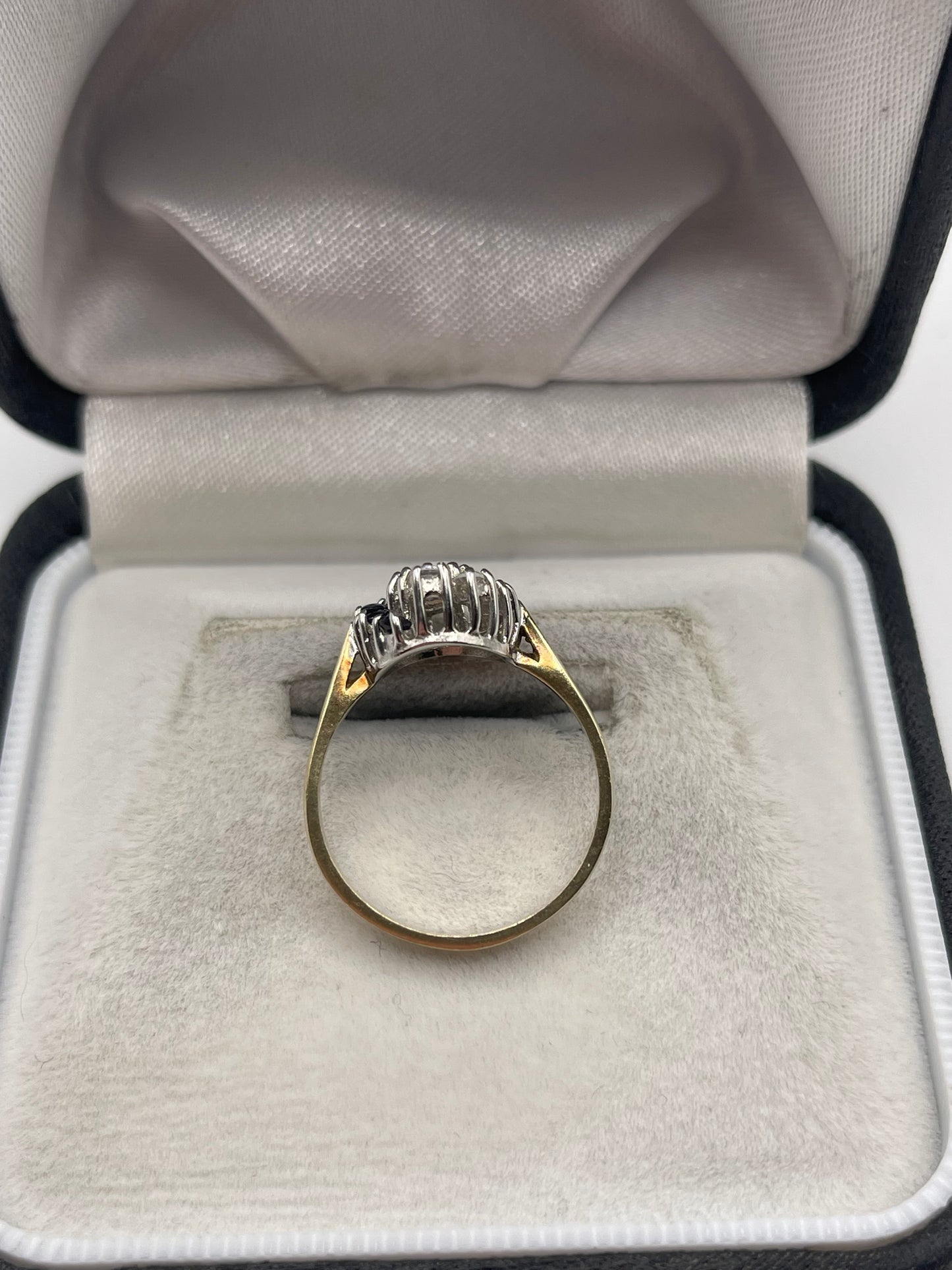 9ct gold opal, sapphire and cz ring