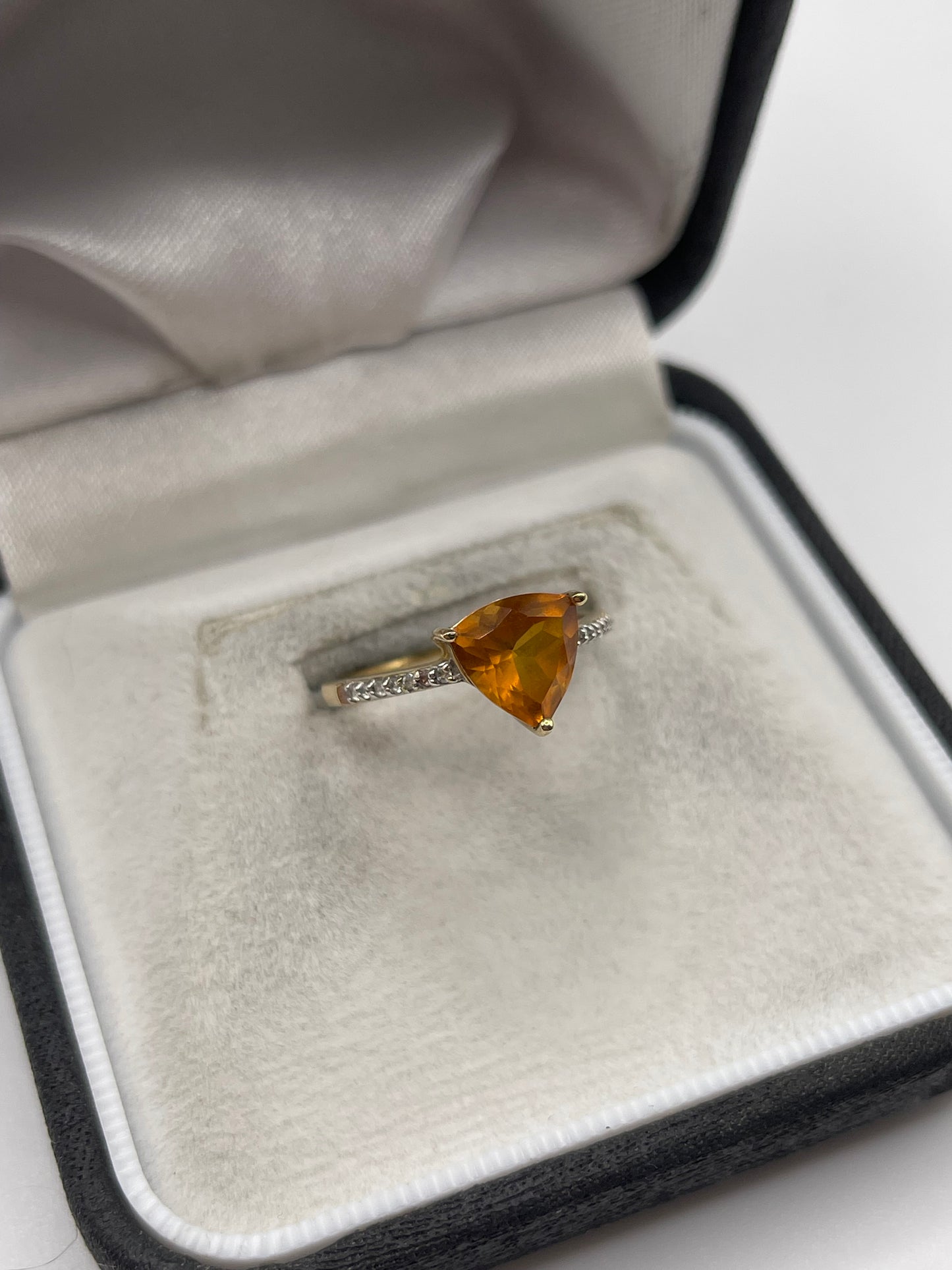 9ct gold fire opal and zircon ring