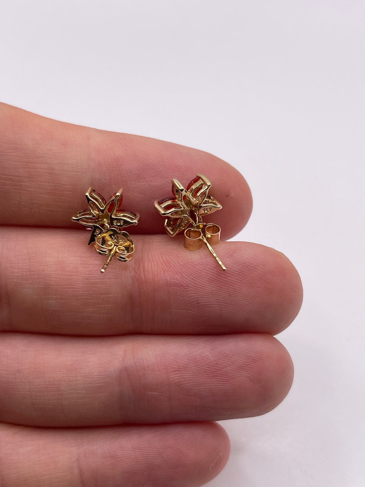 9ct gold fire opal earrings