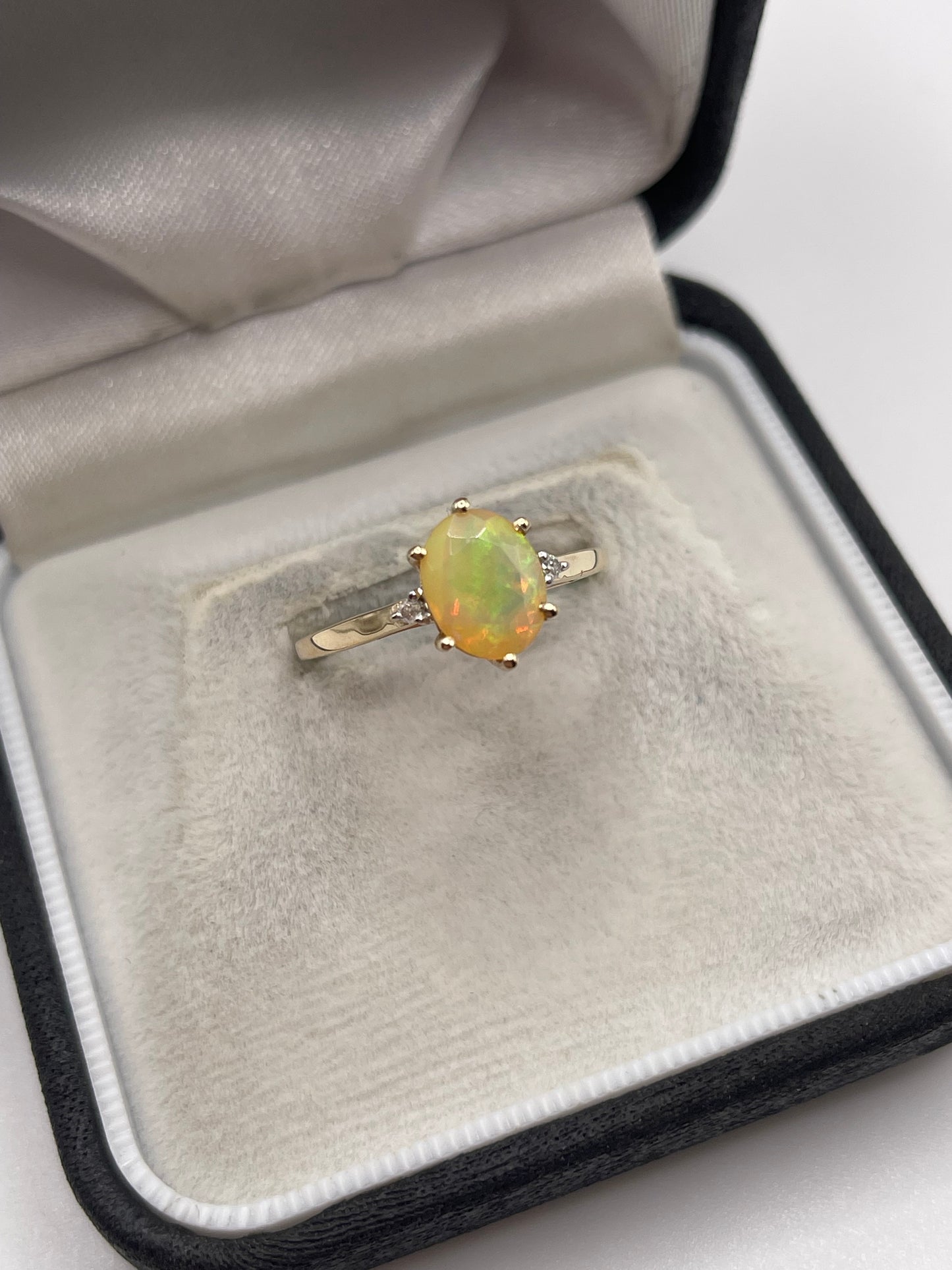 9ct gold opal and zircon ring