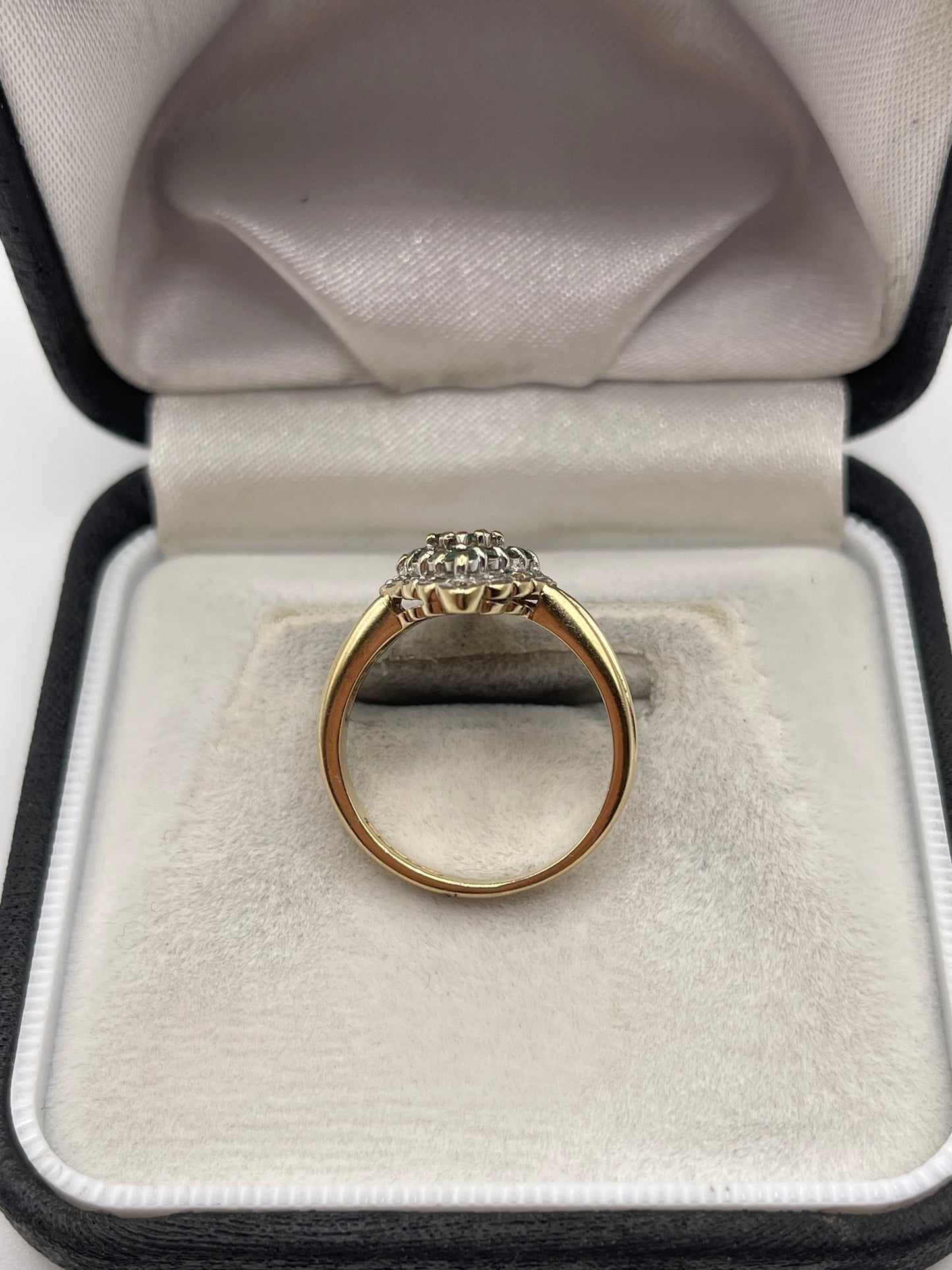 9ct gold emerald and diamond ring
