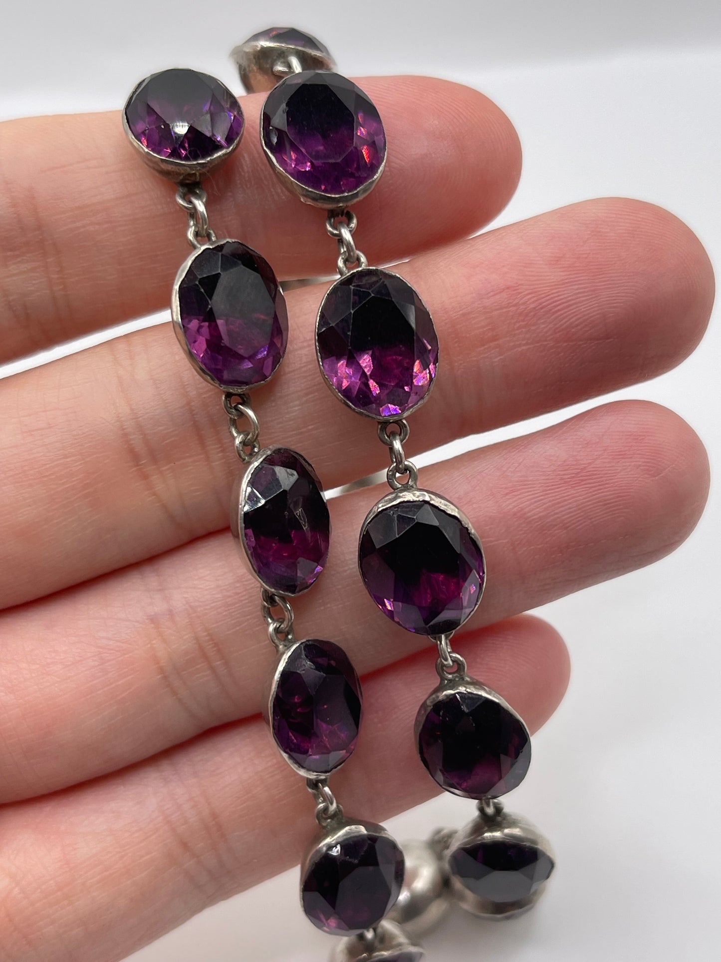 Antique silver paste rivière necklace