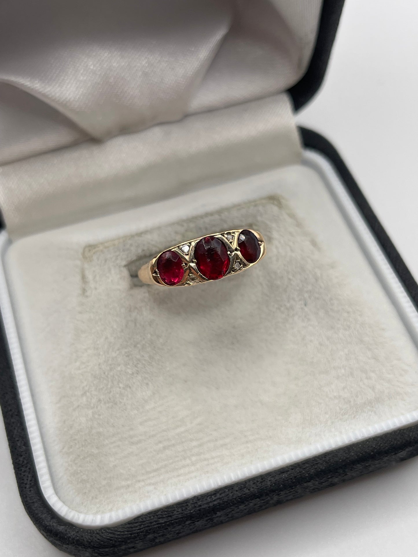 Antique 9ct rose gold paste and diamond ring