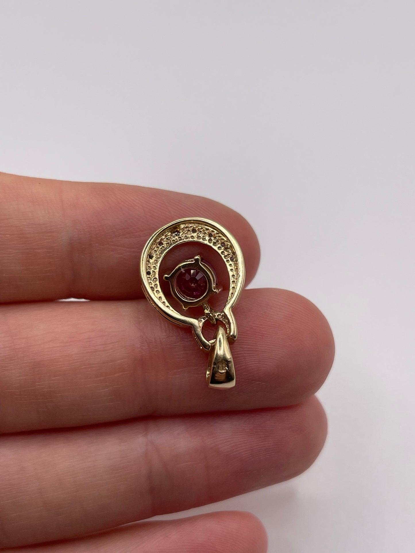 9ct gold ruby and diamond pendant