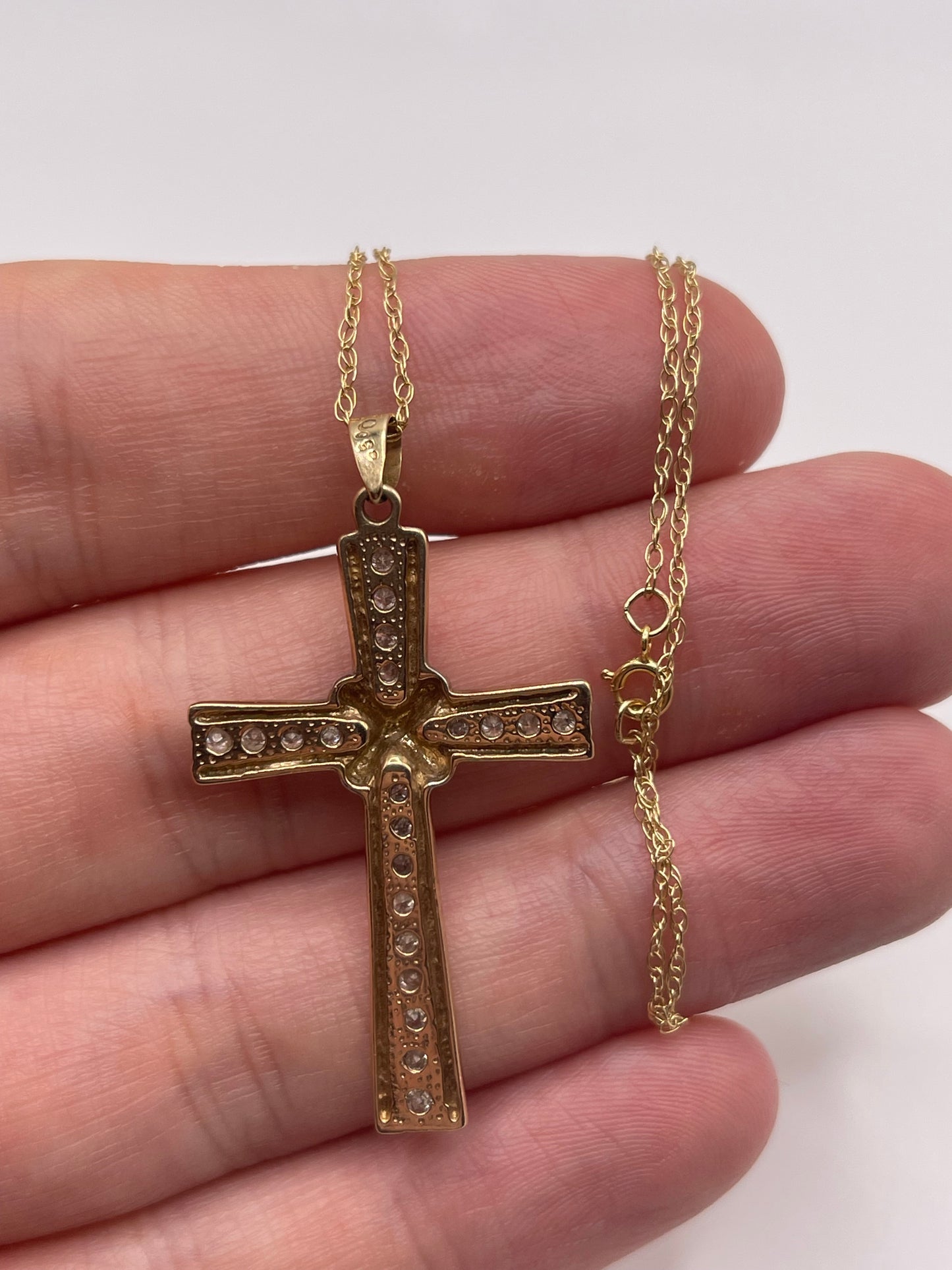 9ct gold diamond cross necklace