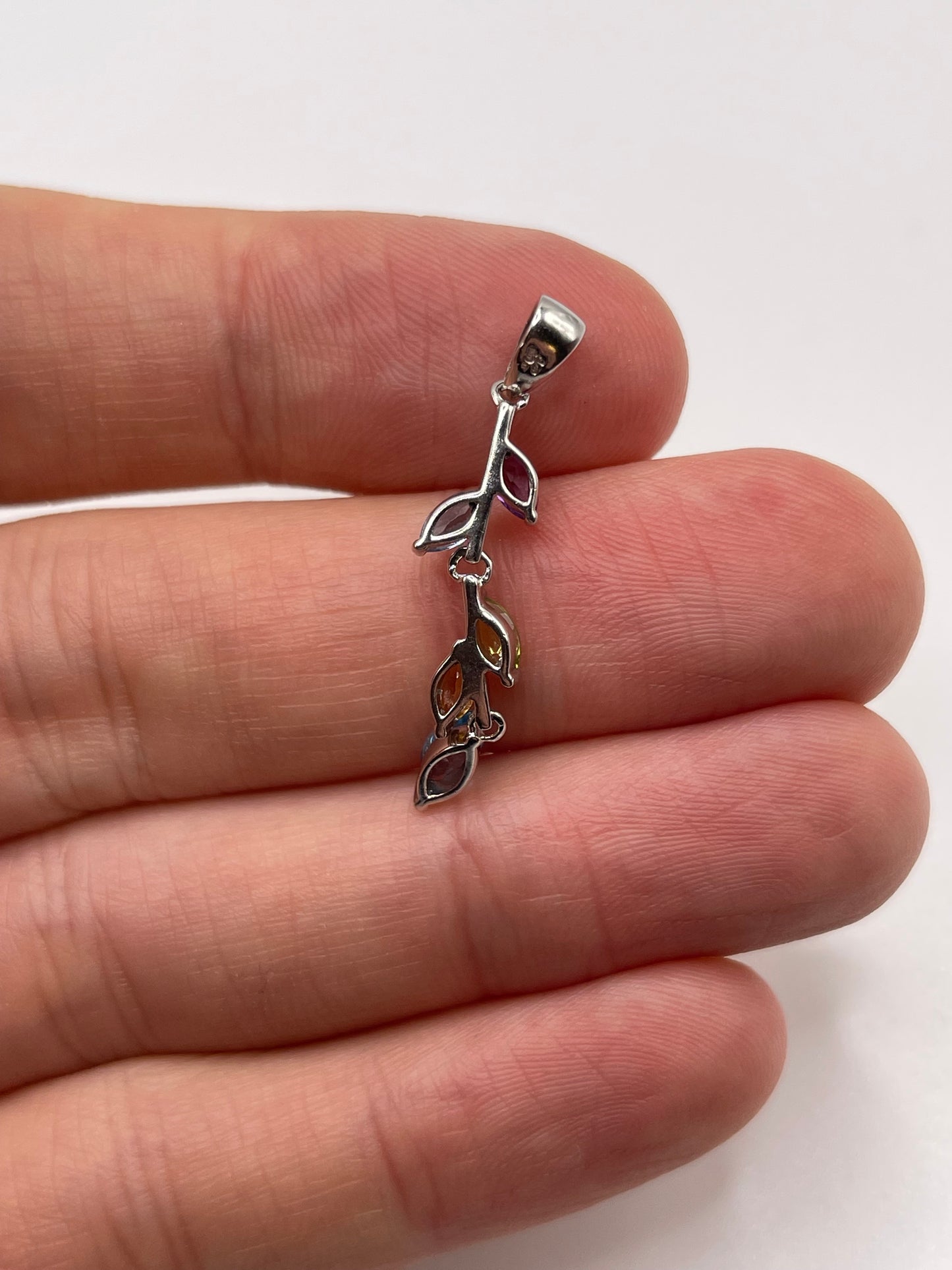 9ct white gold multi gemstone pendant
