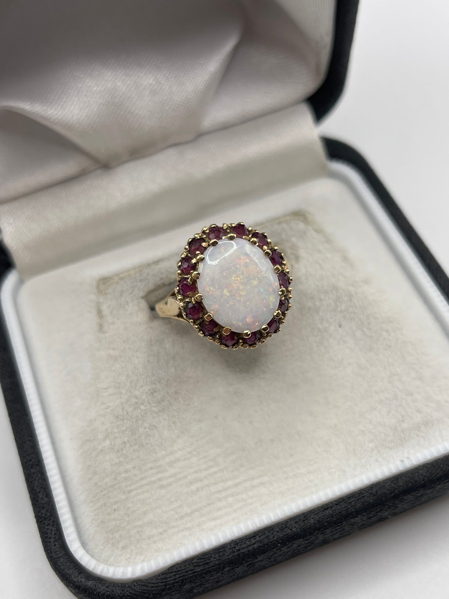 9ct gold opal and ruby ring