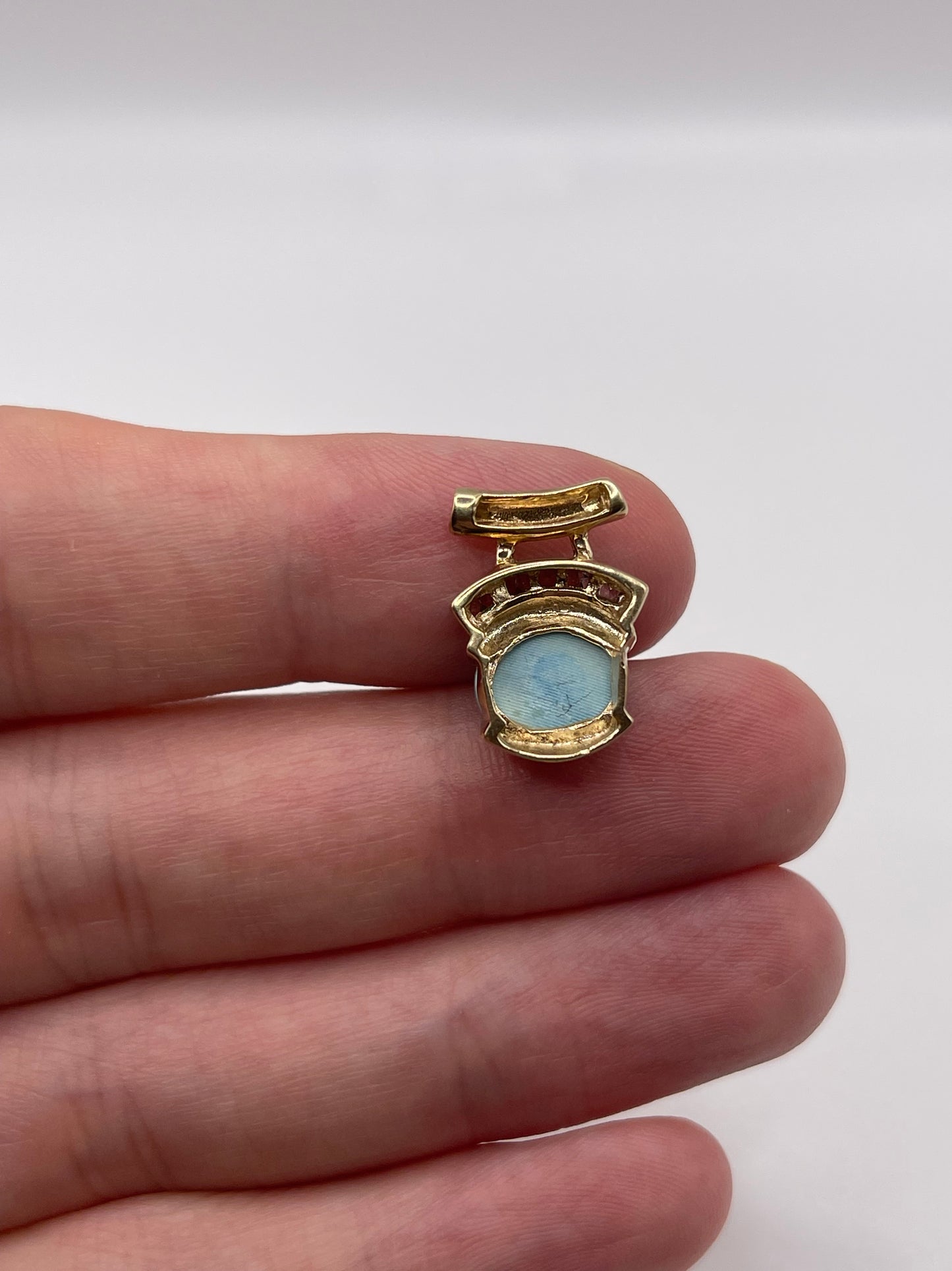 9ct gold larimar and zircon pendant