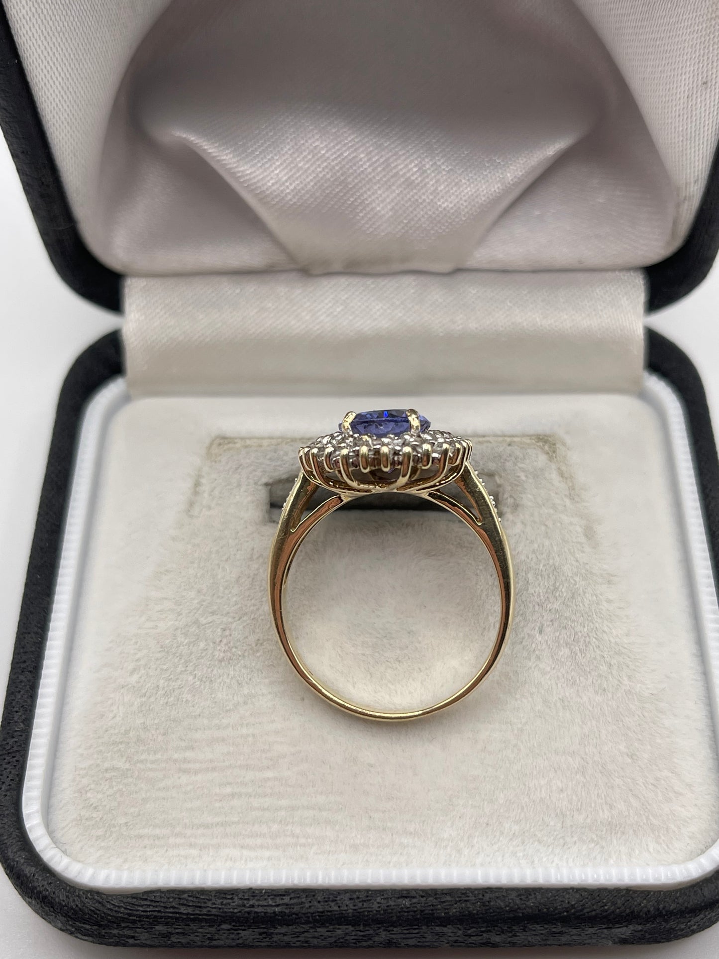 9ct gold tanzanite and zircon ring