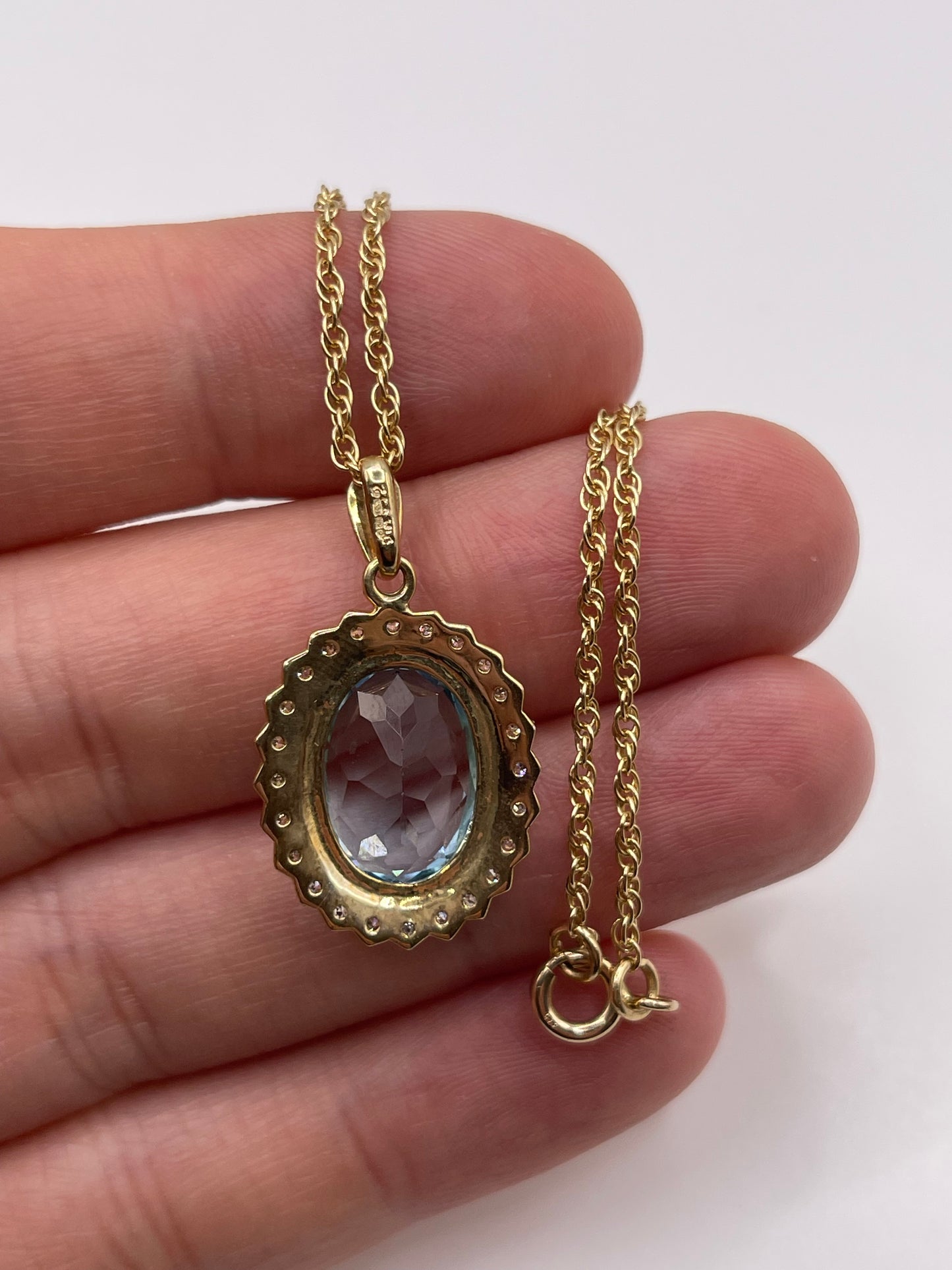 9ct gold topaz and diamond necklace