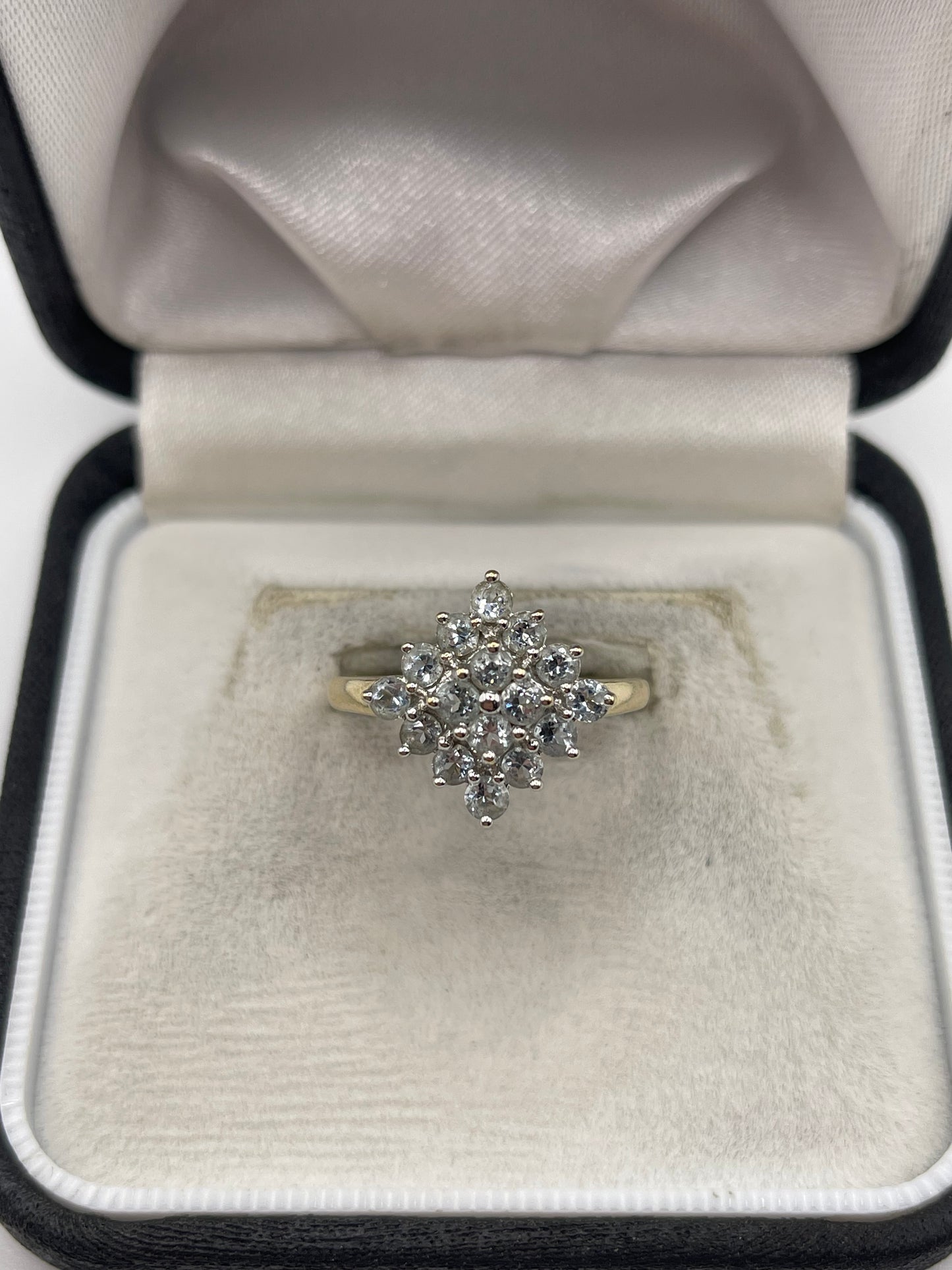 9ct gold aquamarine cluster ring