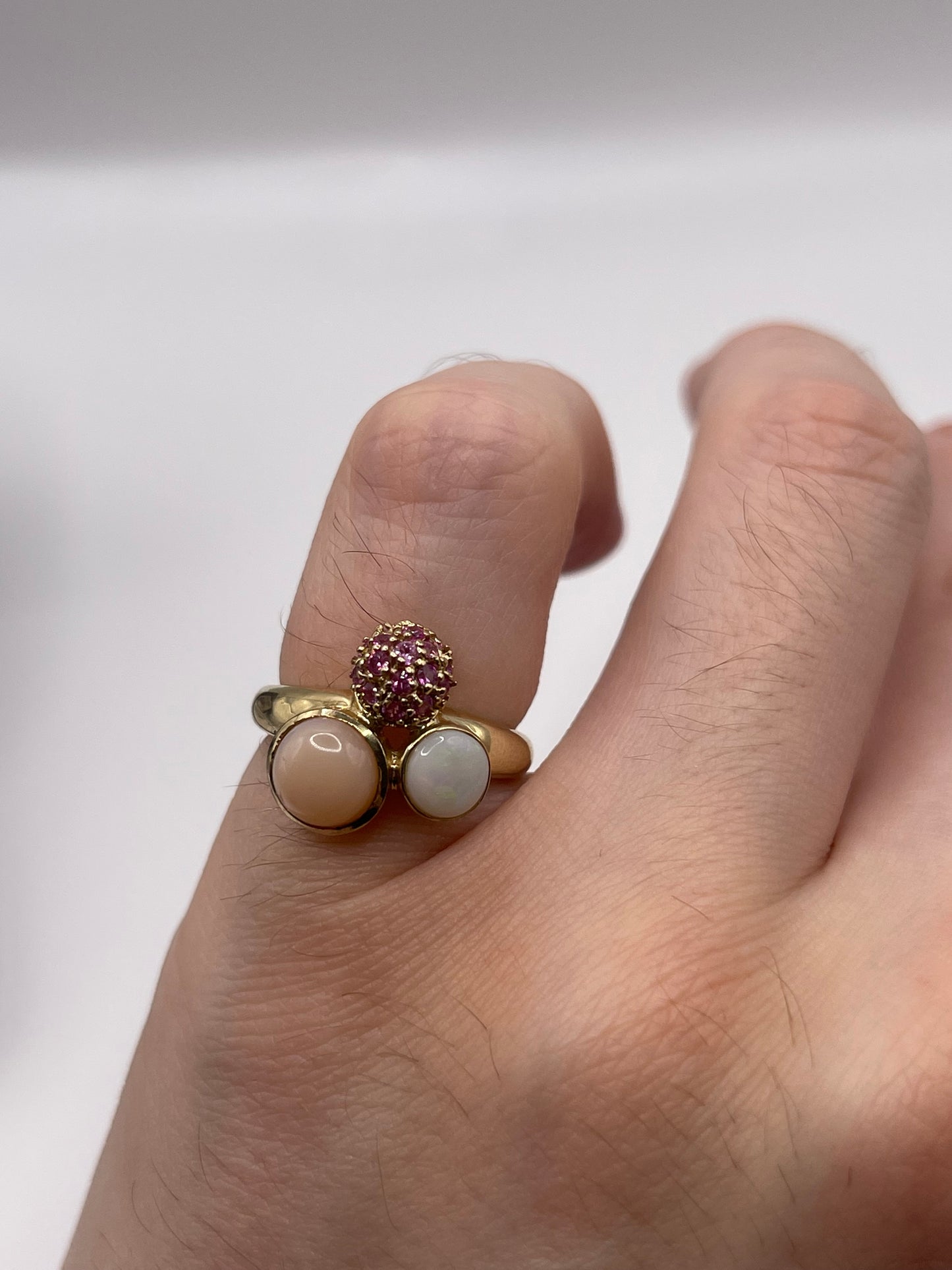 9ct gold opal and tourmaline ring