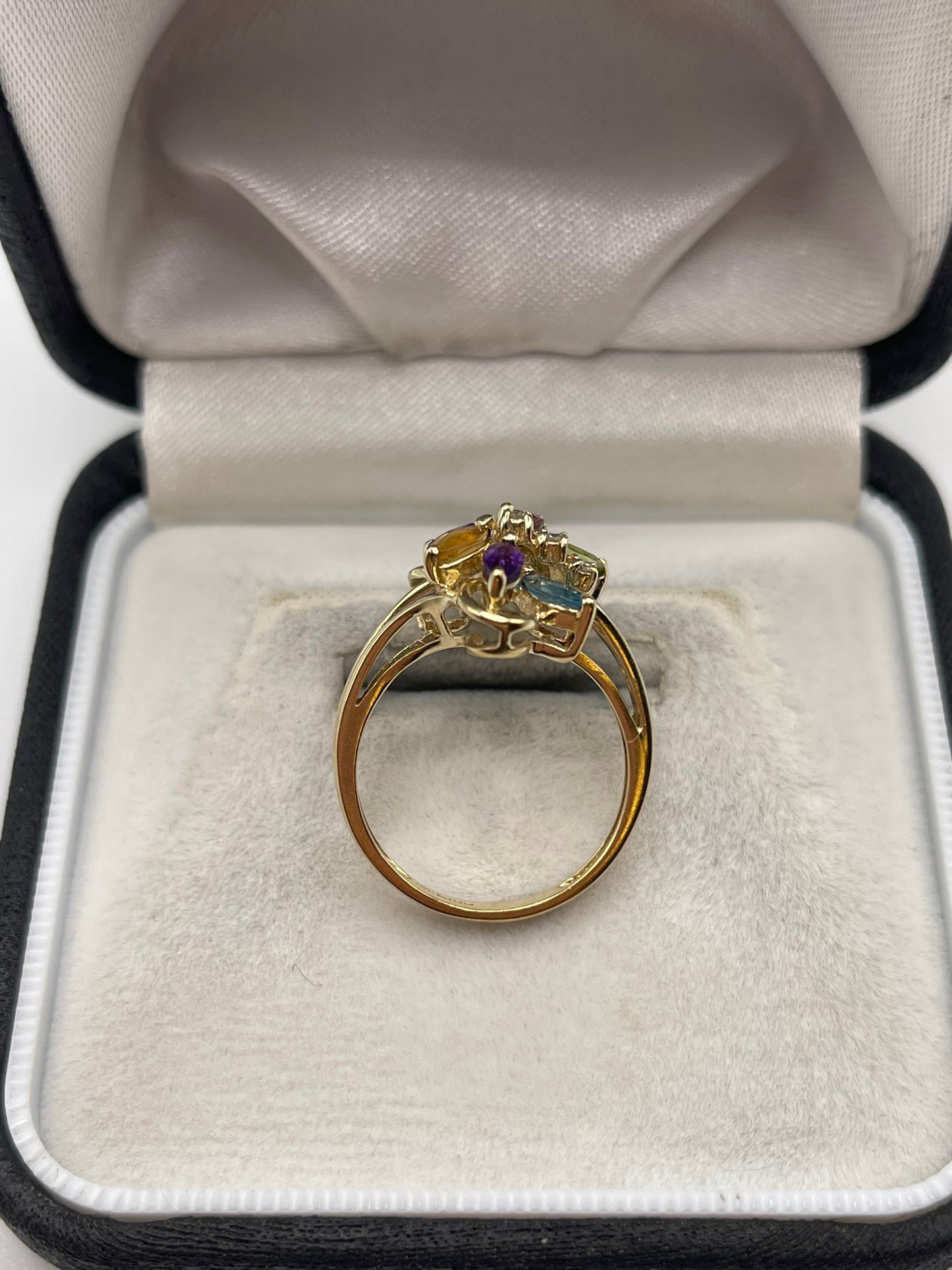 9ct gold multi gemstone and diamond ring