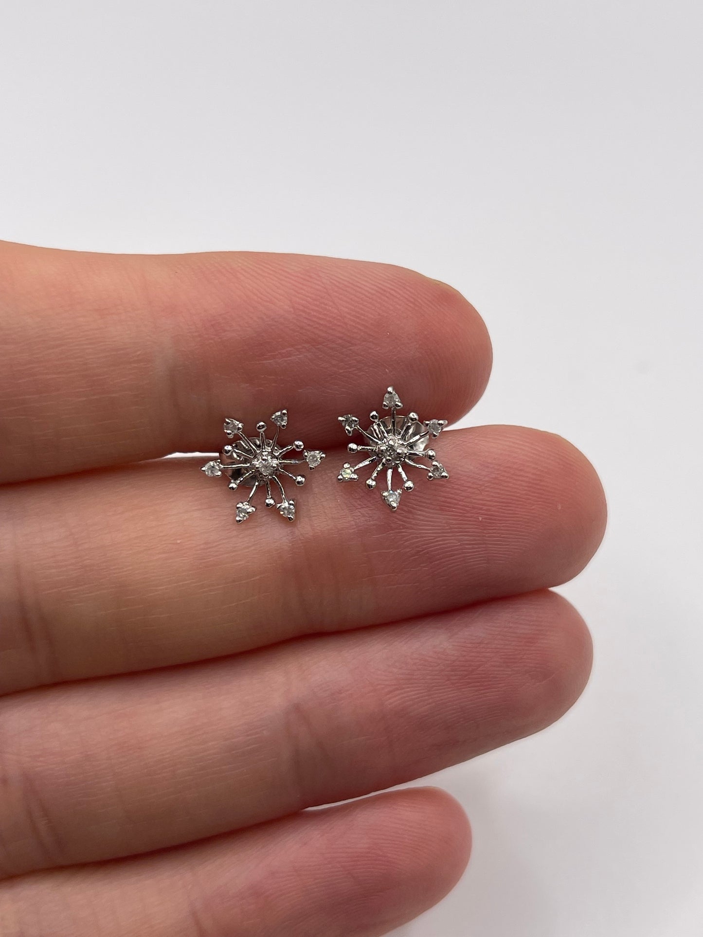 9ct white gold diamond earrings