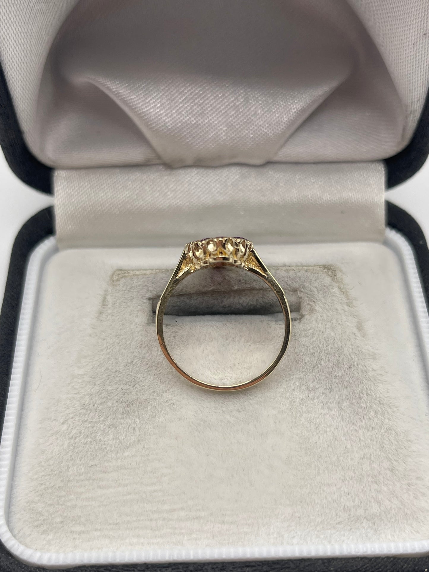9ct gold amethyst cluster navette ring