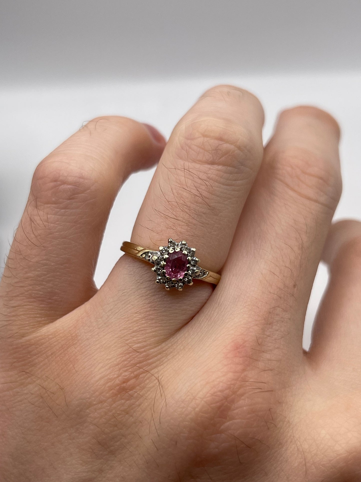 9ct gold ruby and diamond ring