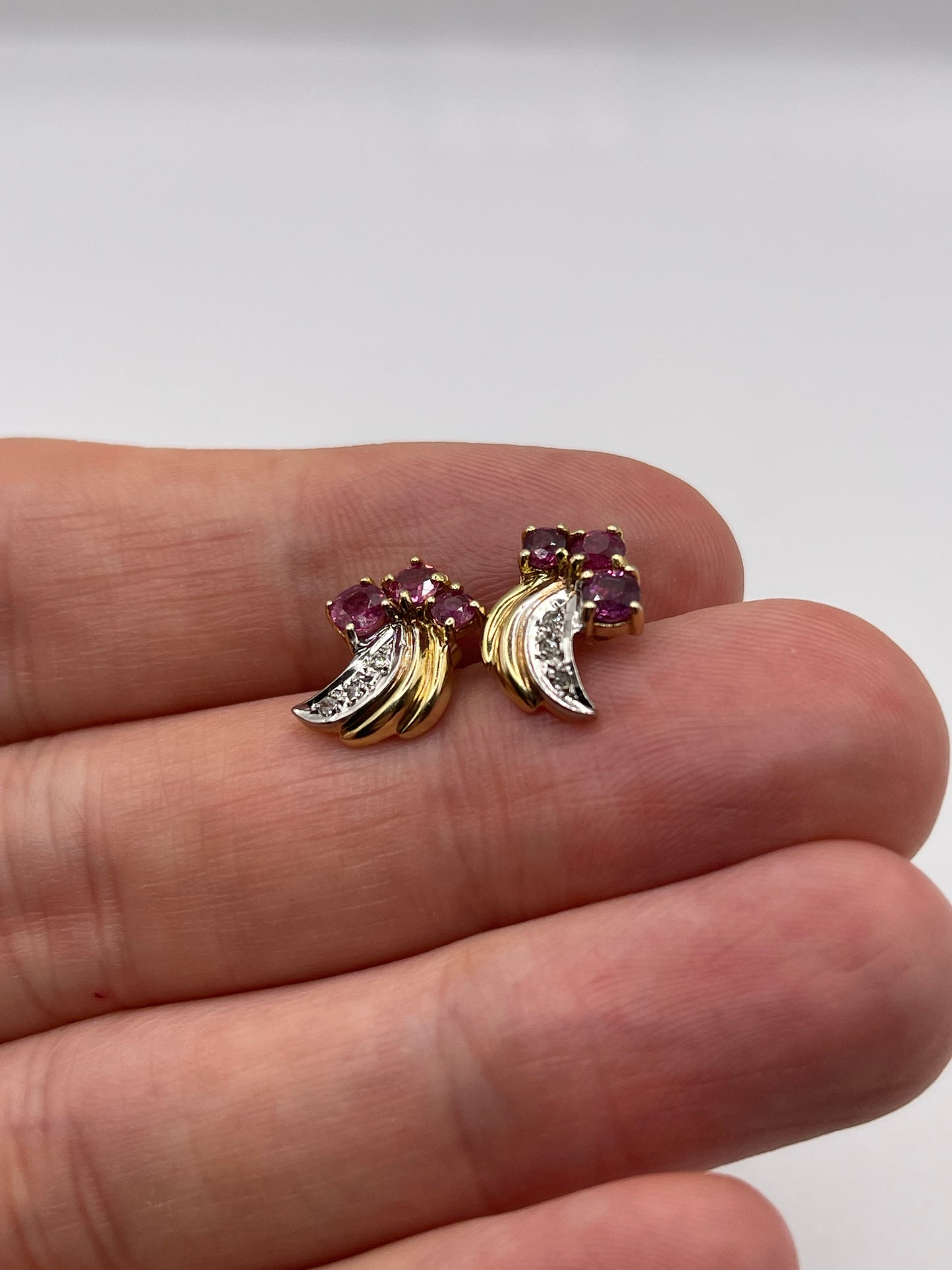 9ct gold ruby and diamond earrings