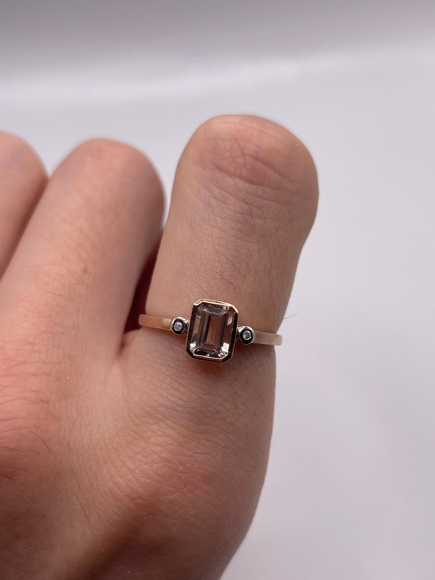9ct rose gold morganite and zircon ring