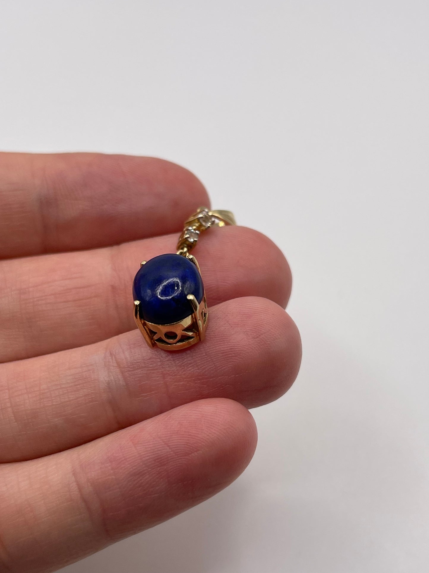 9ct gold lapis lazuli and topaz pendant