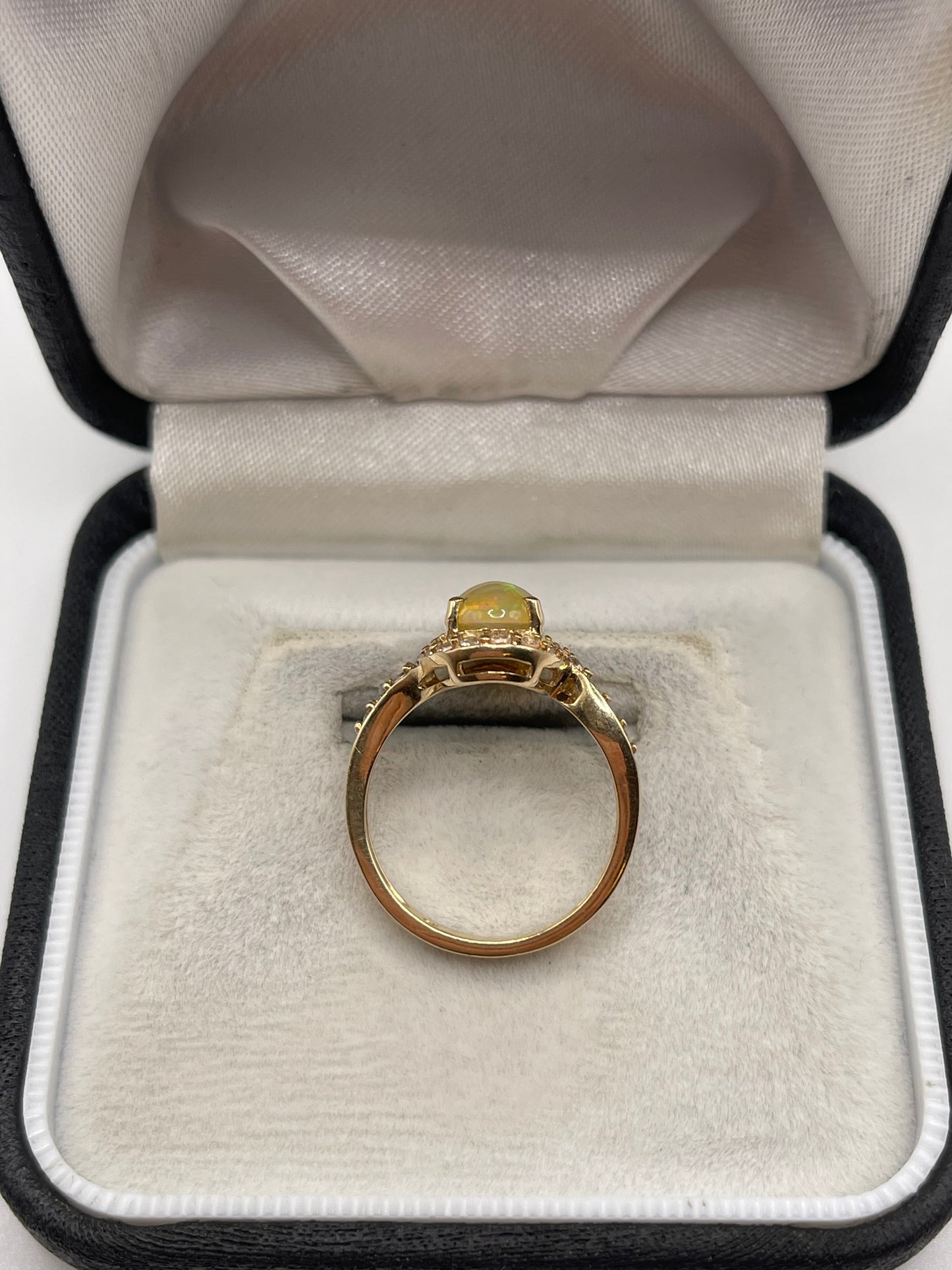 9ct gold opal and zircon ring