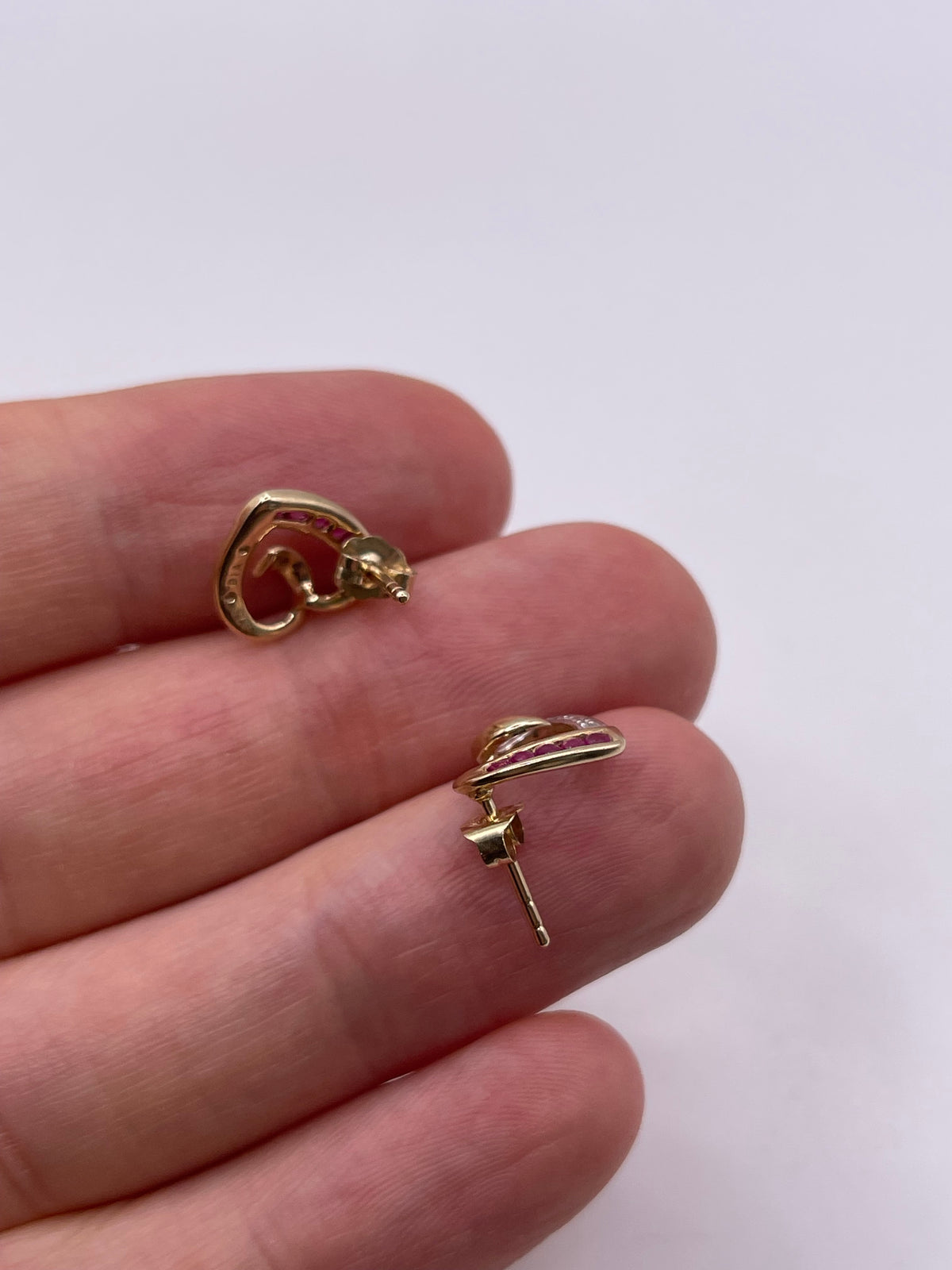 9ct gold ruby and diamond earrings