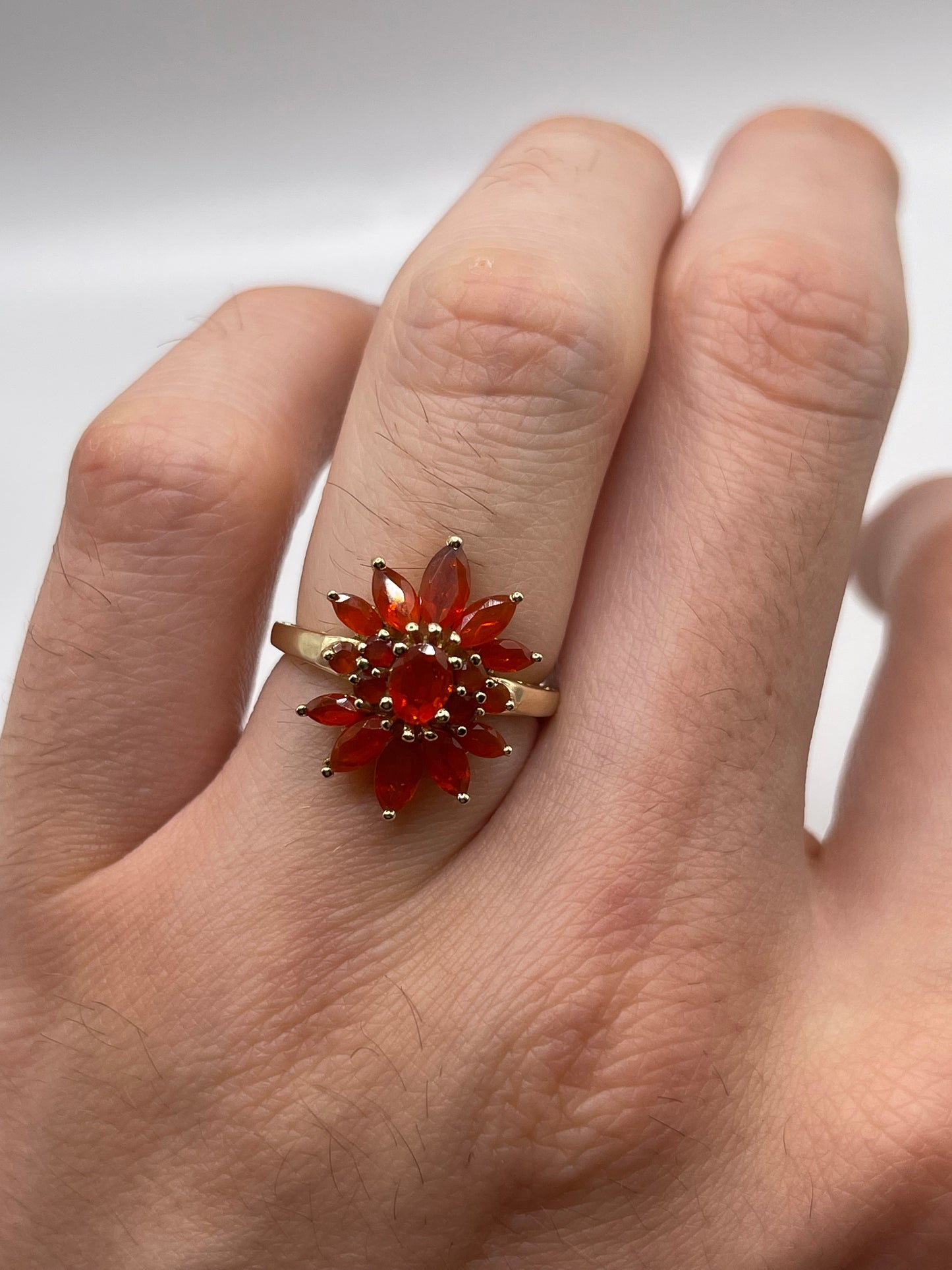 9ct gold fire opal cluster ring