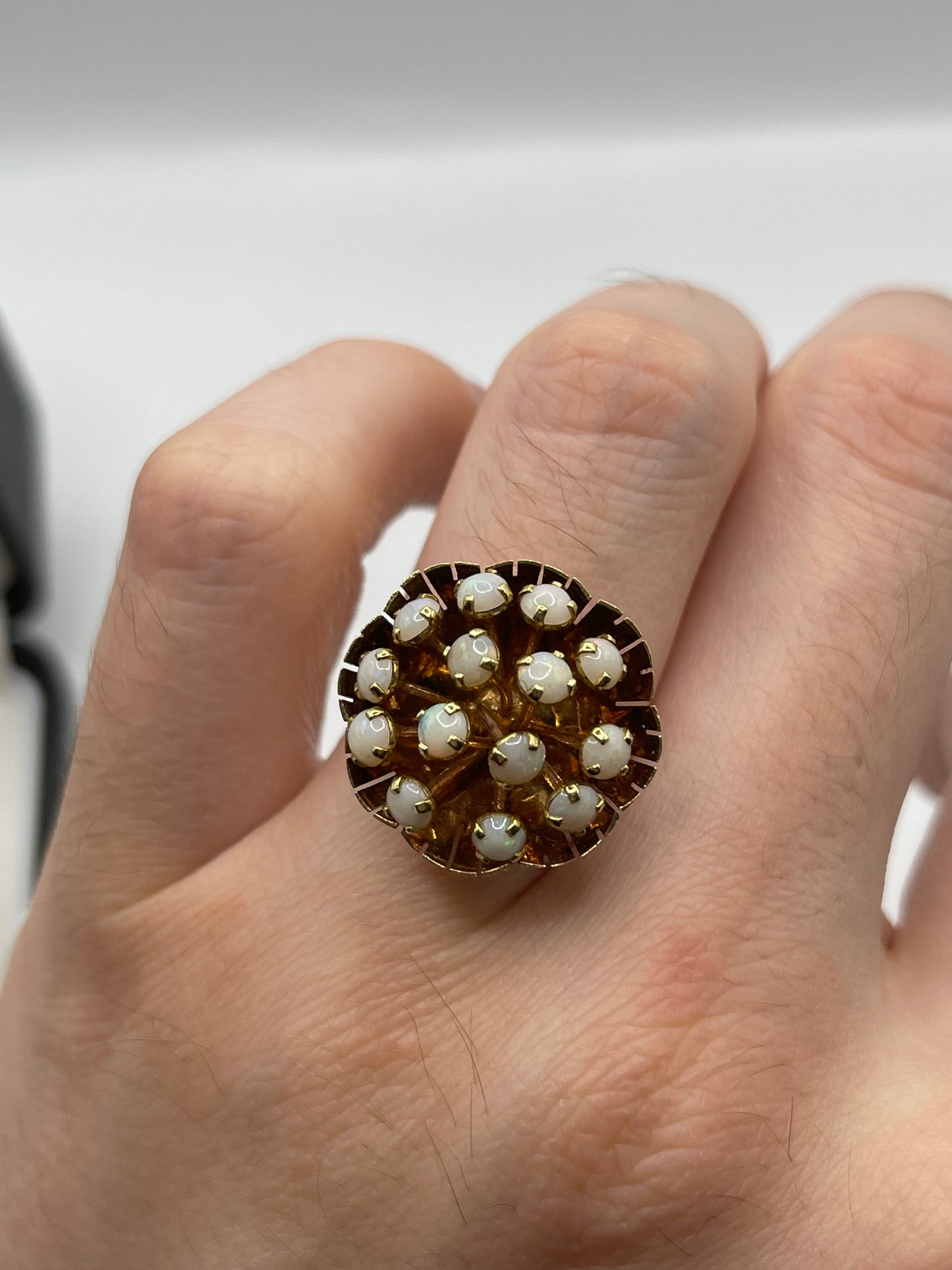 14ct rose gold opal cluster ring