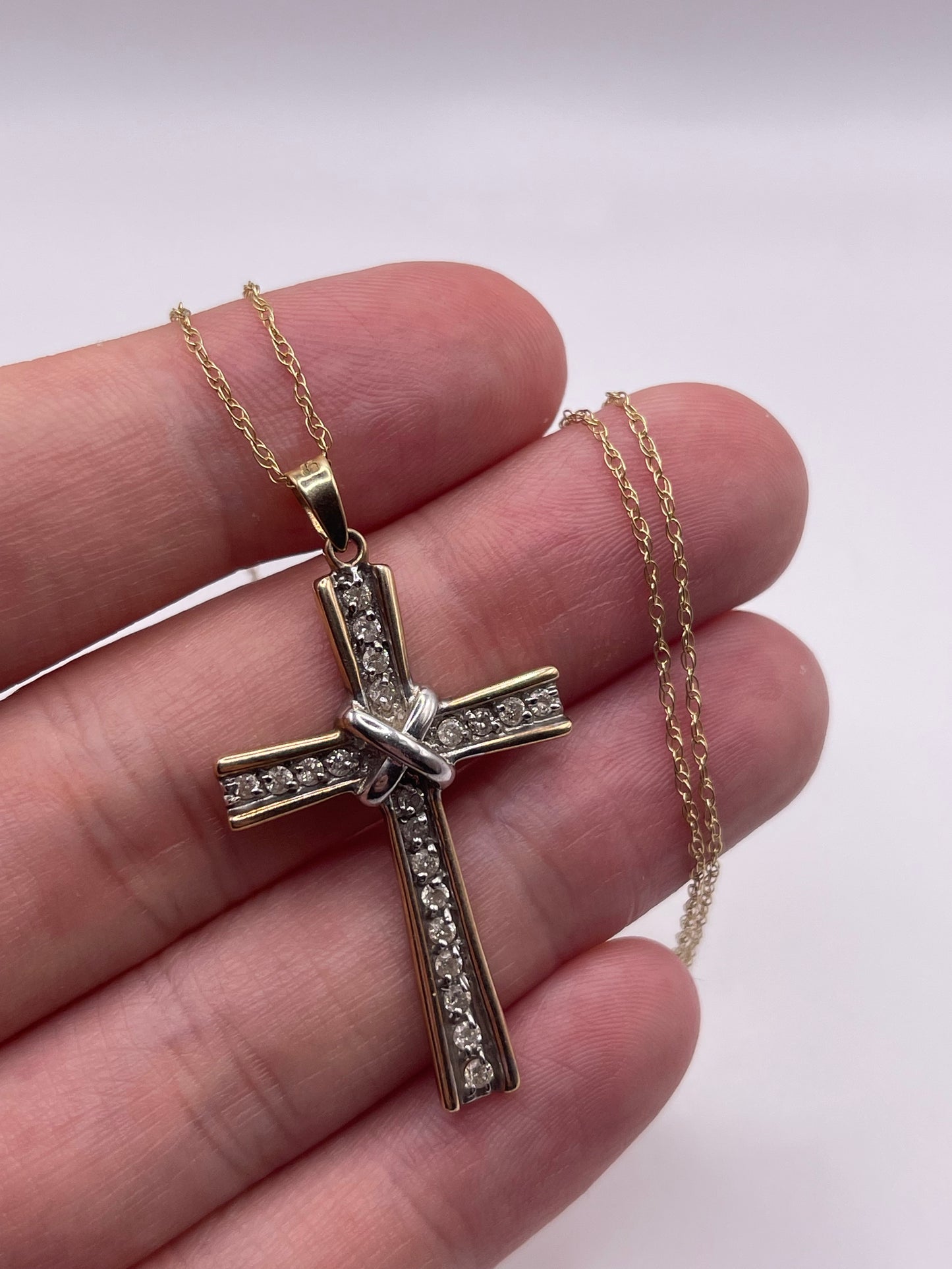 9ct gold diamond cross necklace