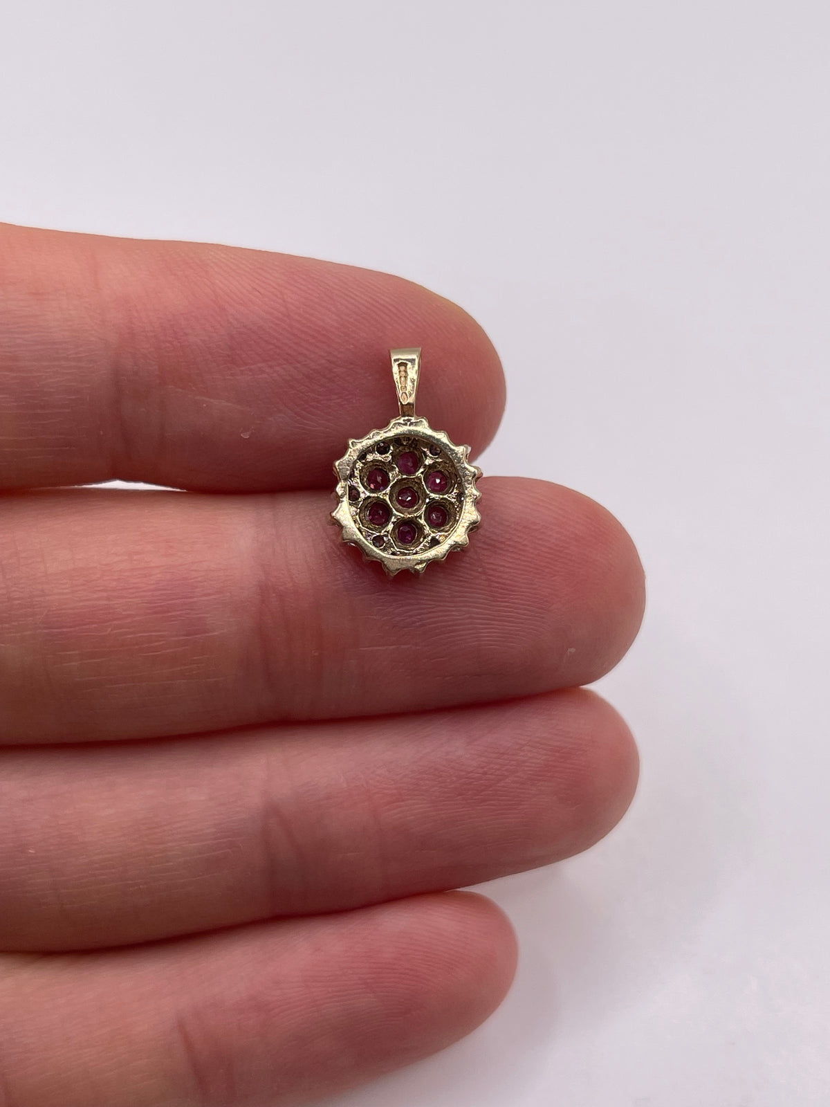 9ct gold ruby and diamond pendant