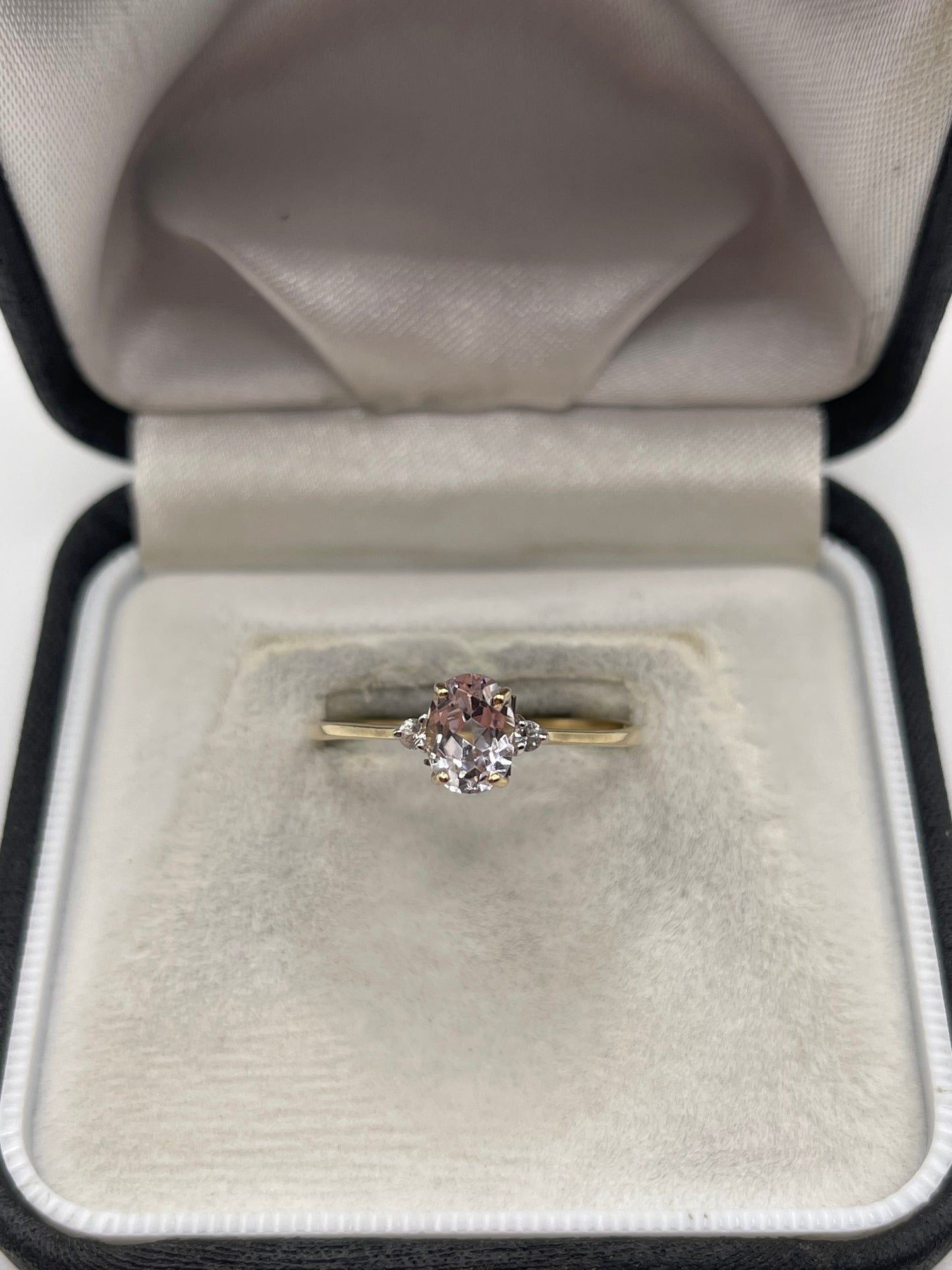 9ct gold kunzite and zircon ring