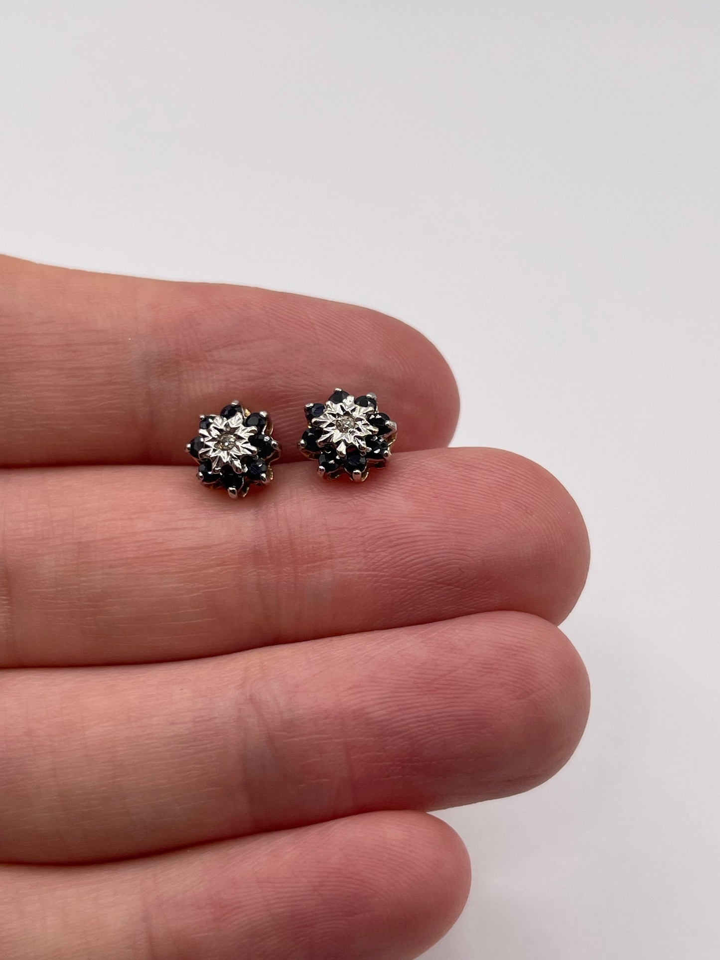 9ct gold sapphire and diamond earrings